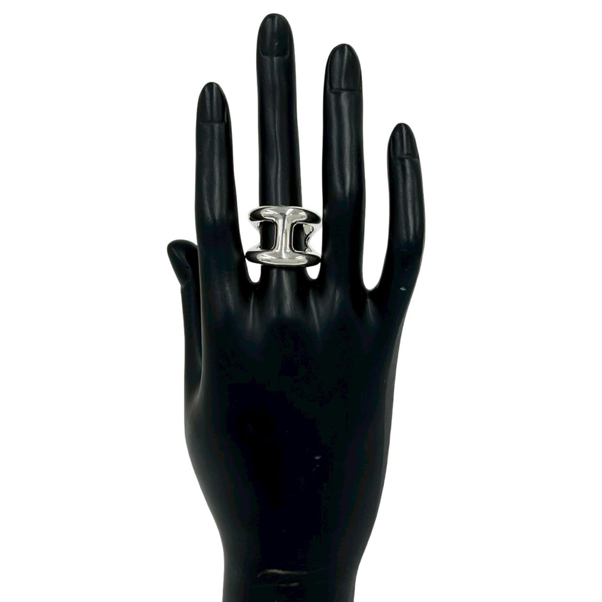 Hermes Silver Silver 925 Band Ring (Pre-Owned)