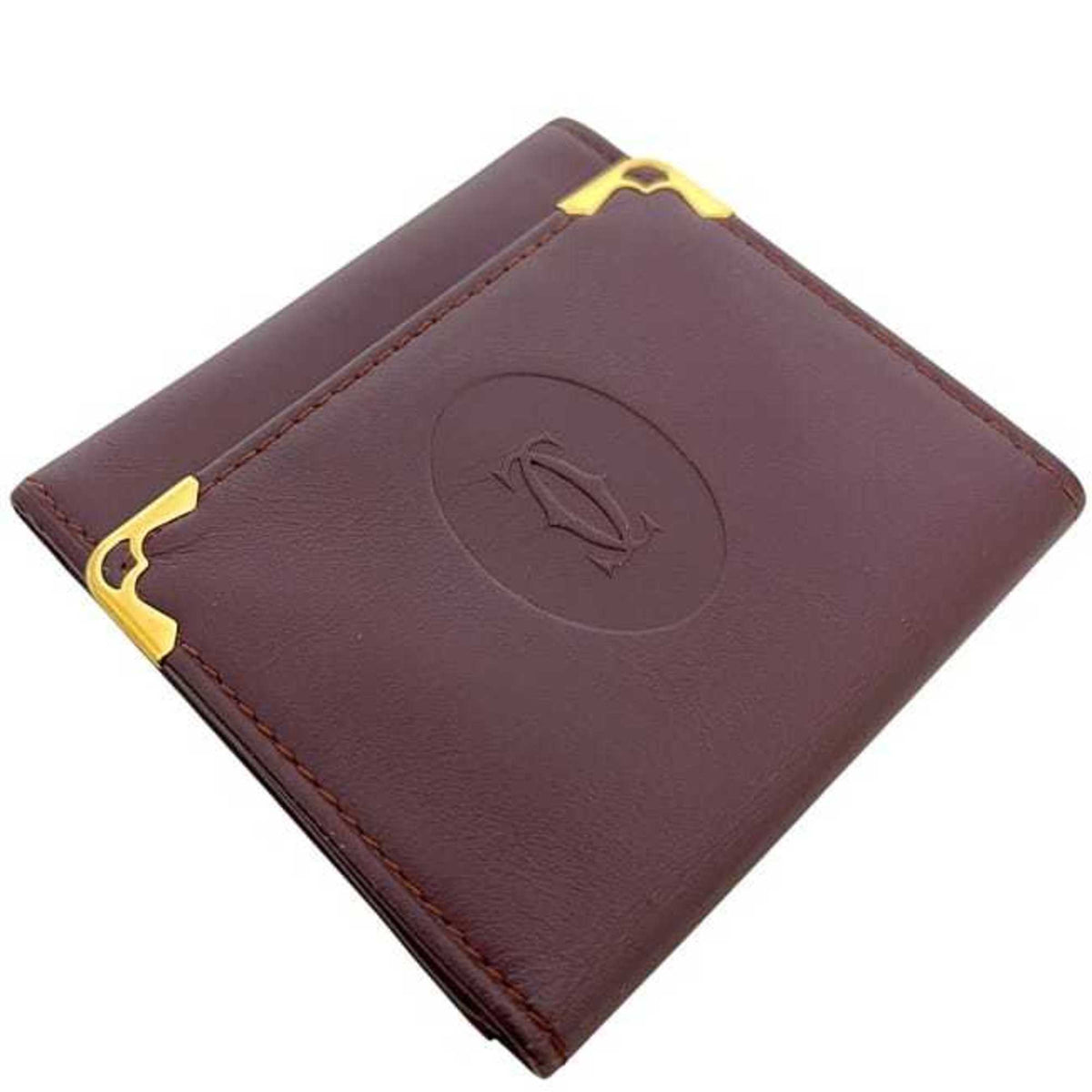 Cartier Must Bordeaux Leather Coin Purse/Coin Case (Pre-Owned)