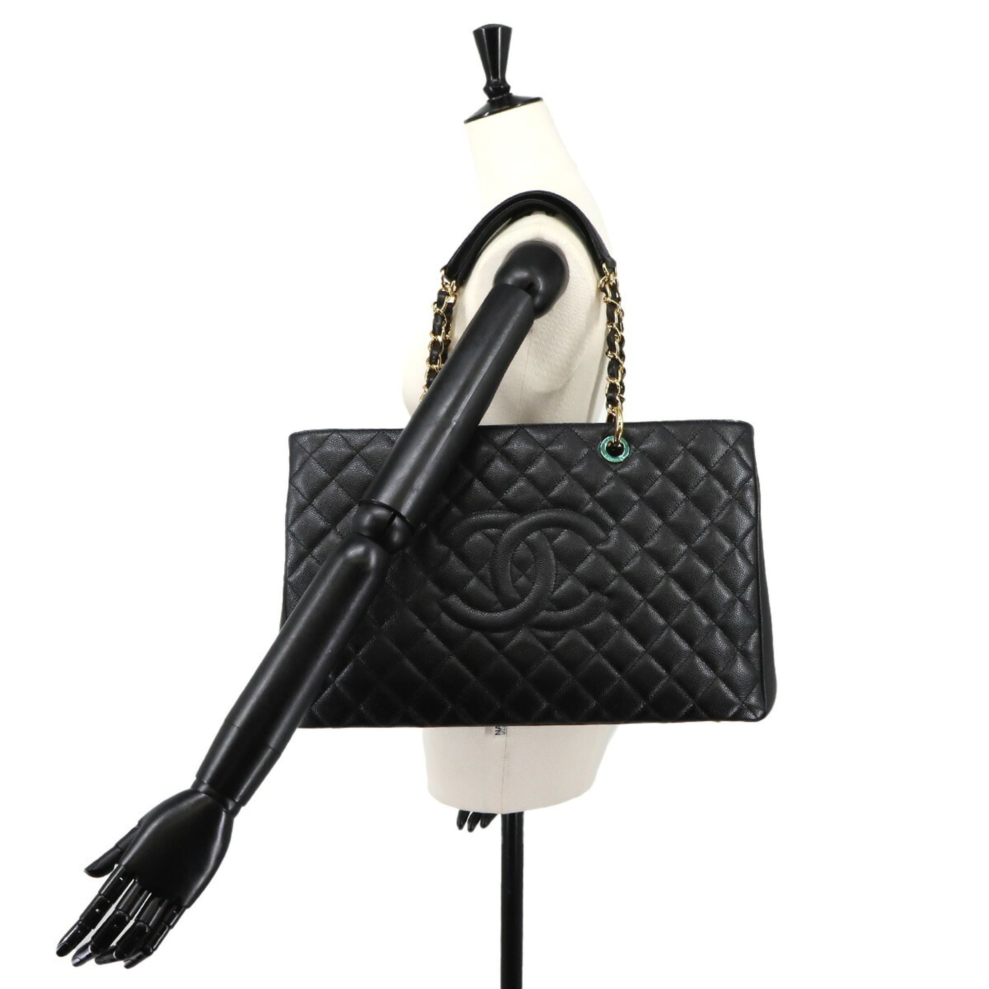 Chanel Black Grained Calfskin Handbag Tote Bag (Pre-Owned)