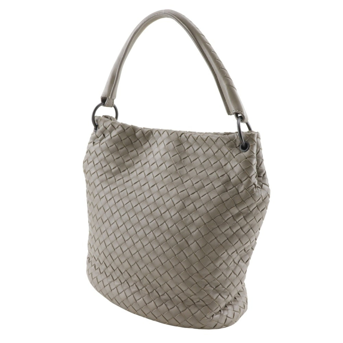 Bottega Veneta Gray Intrecciato Shoulder Bag (Pre-Owned)