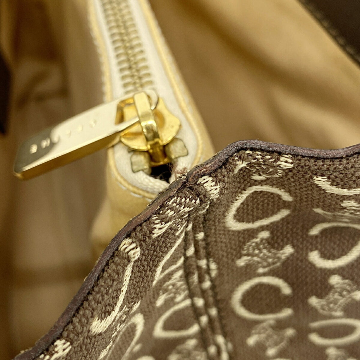 Celine Brown Canvas Handbag (Pre-Owned)