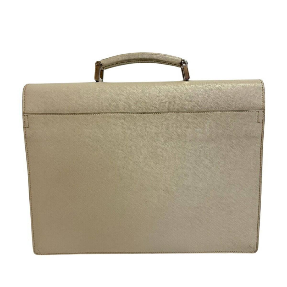 Prada Light Beige White Leather Briefcase (Pre-Owned)