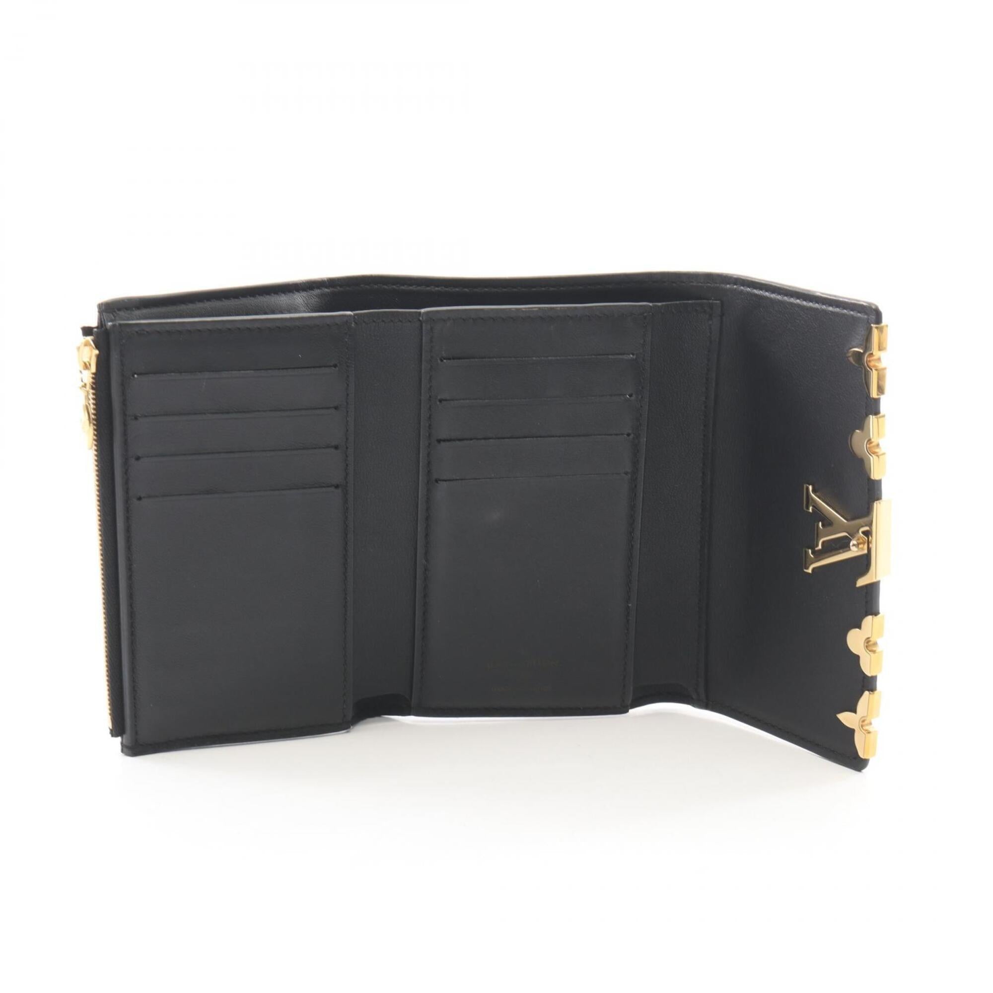 Louis Vuitton Black Leather Wallet (Tri-Fold) (Pre-Owned)