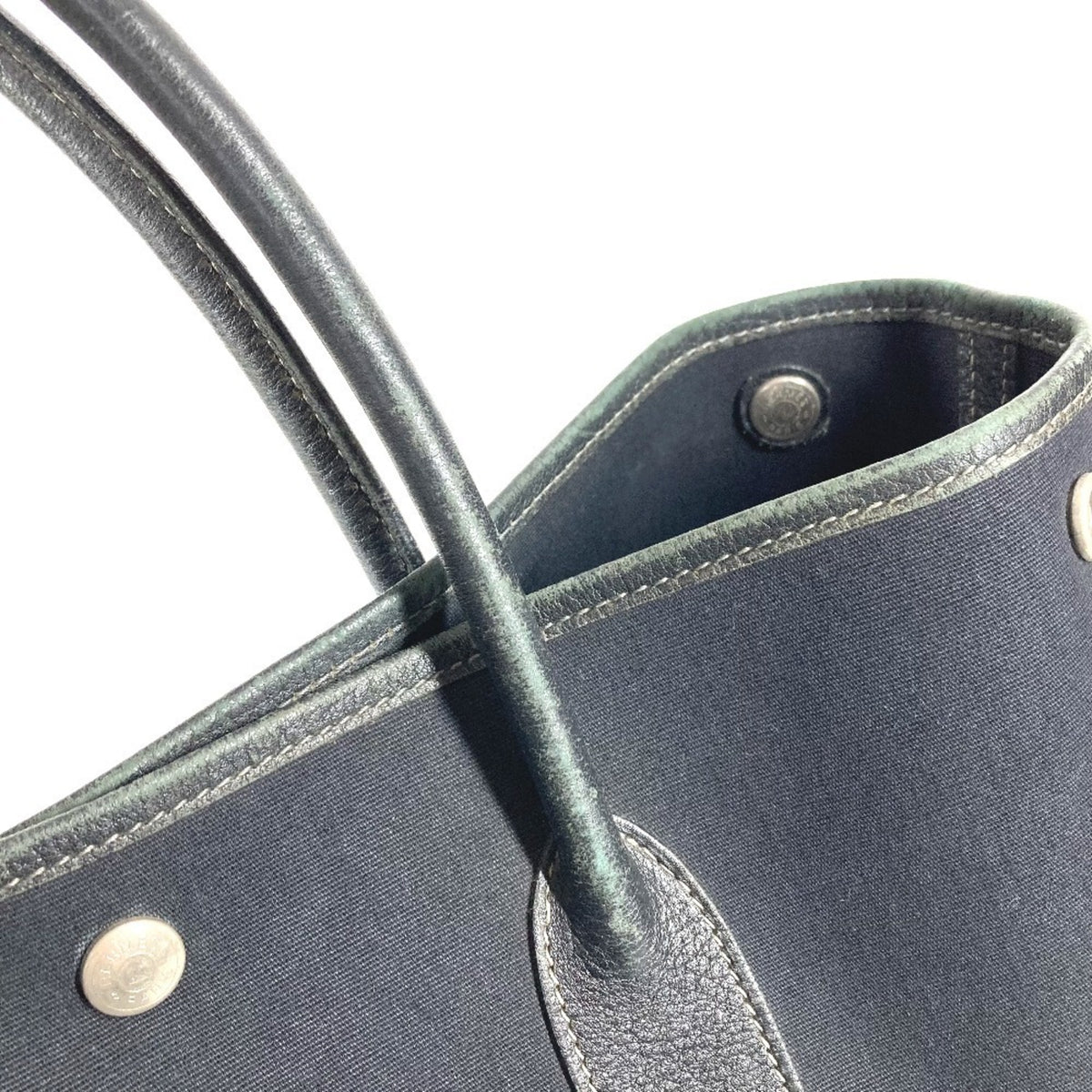 Hermes Black Canvas Leather Shoulder Bag Tote Bag (Pre-Owned)