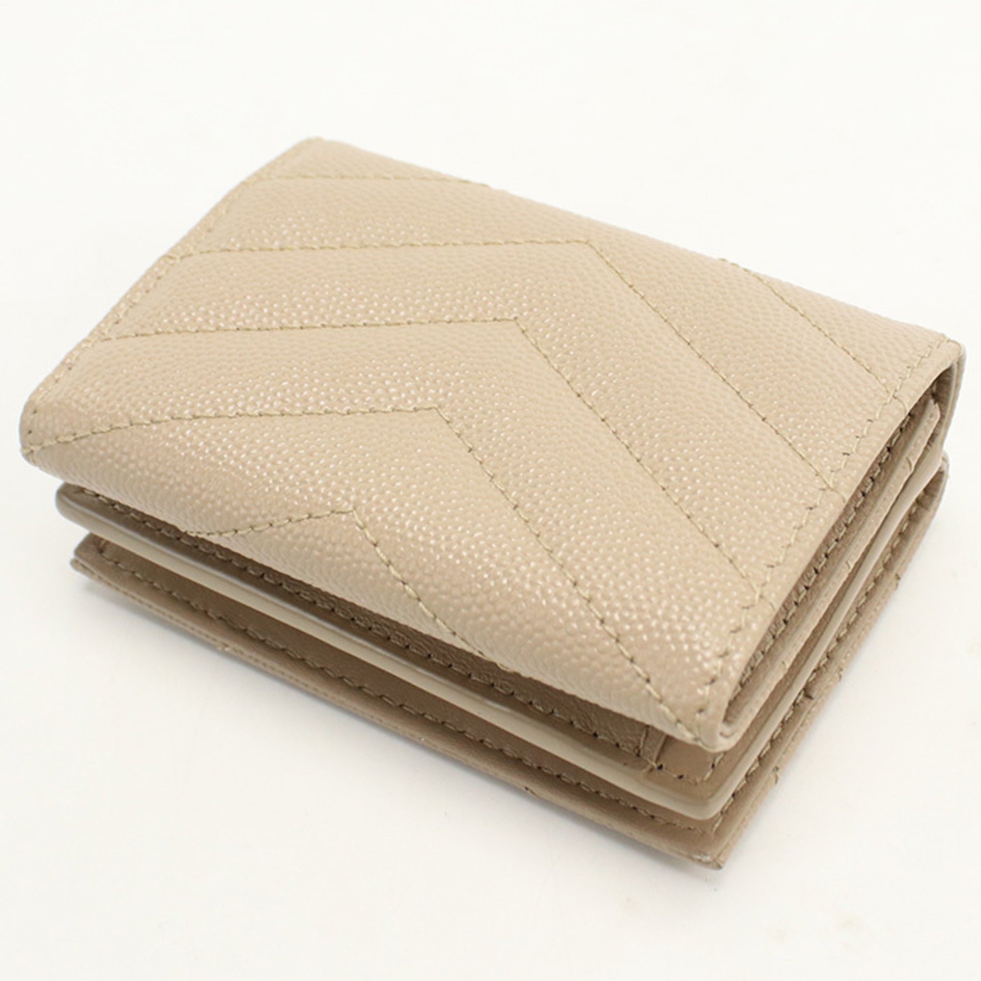 Saint Laurent Beige Leather Wallet (Tri-Fold) (Pre-Owned)