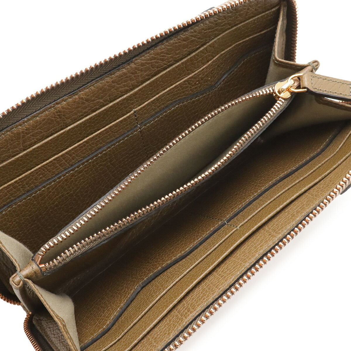 Bvlgari Dark Beige Leather Canvas Long Wallet (Bi-Fold) (Pre-Owned)