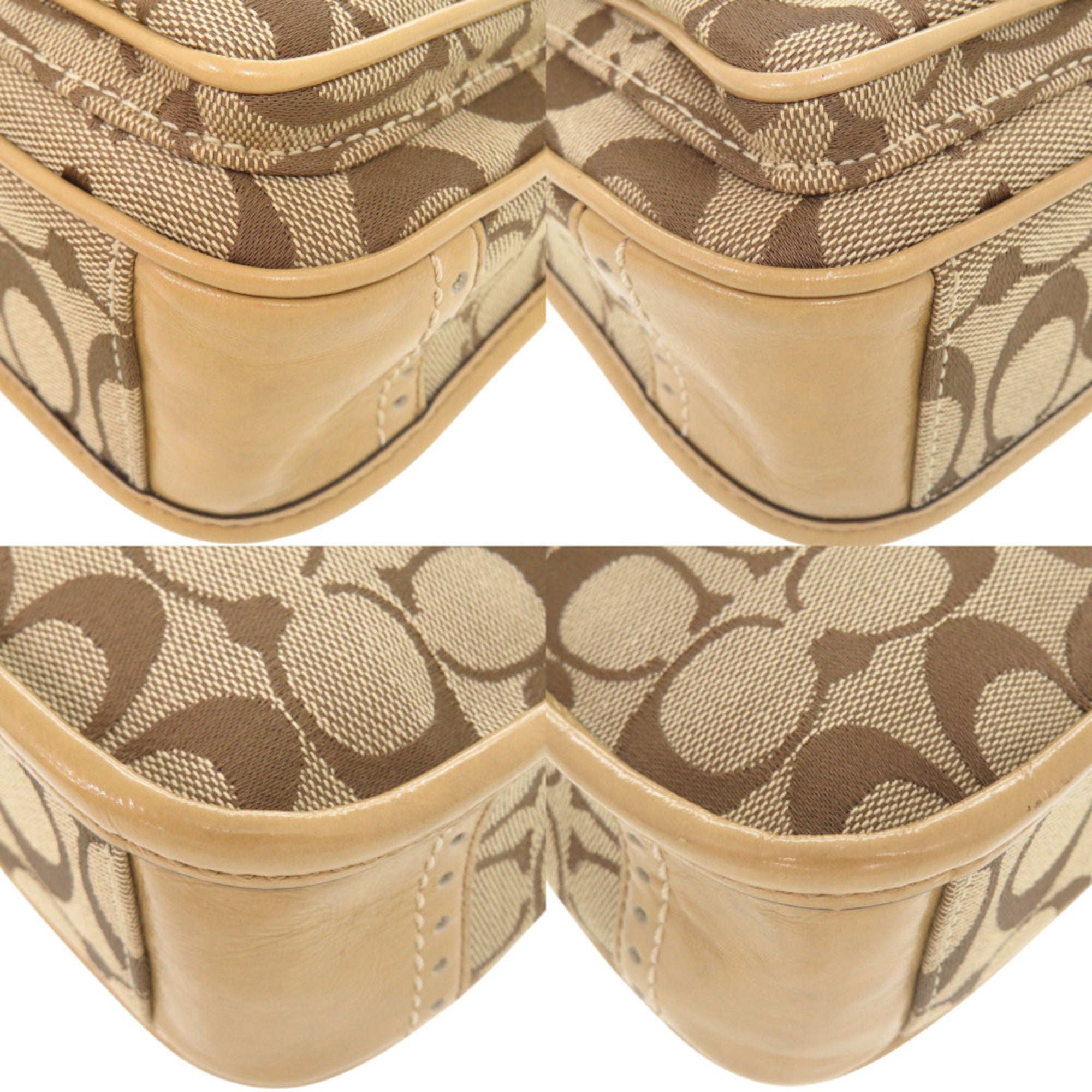 Coach Beige Canvas Patent Leather Shoulder Bag (Pre-Owned)