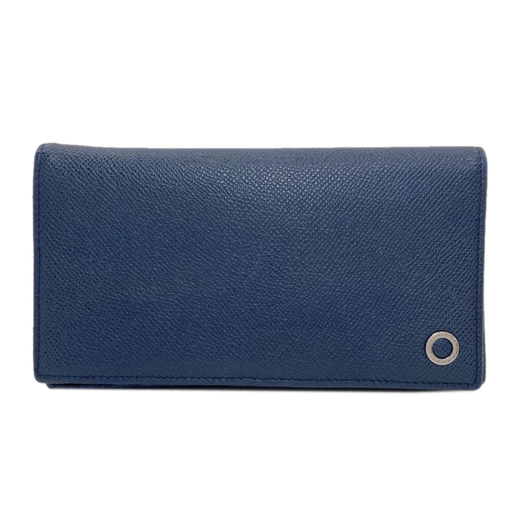 Bvlgari Bvlgari Bvlgari Navy Leather Long Wallet (Bi-Fold) (Pre-Owned)