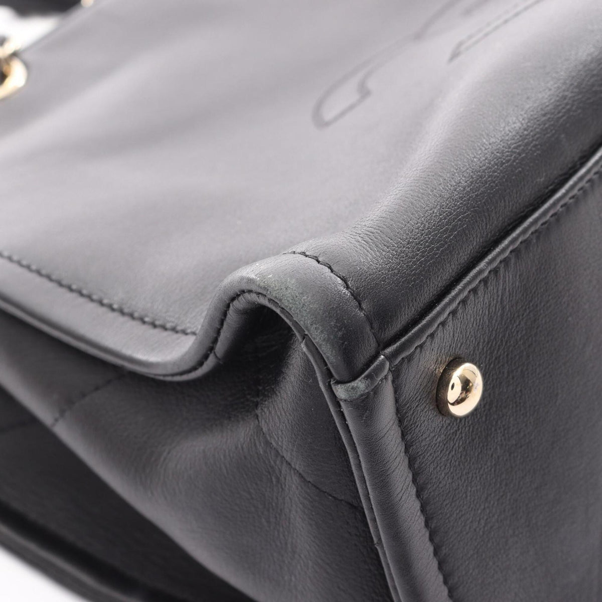 Chanel Black Leather Handbag Shoulder Bag (Pre-Owned)