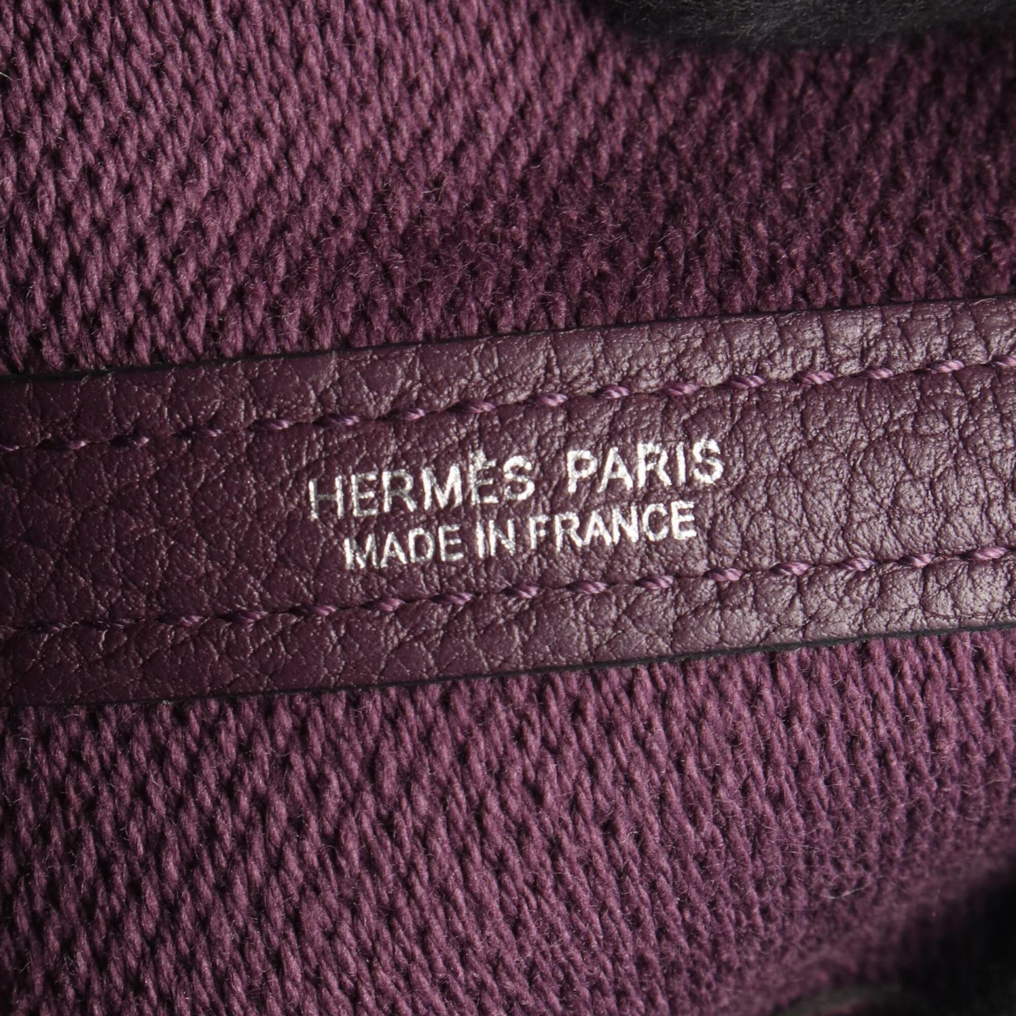 Hermes Beige Purple Canvas Leather Handbag Tote Bag (Pre-Owned)