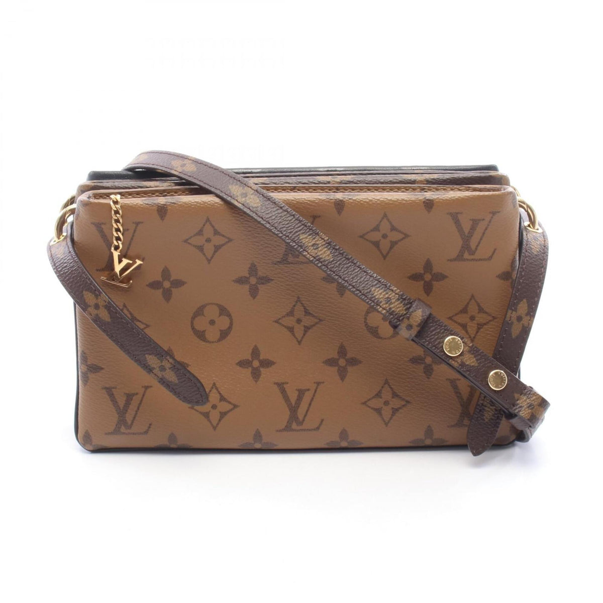 Louis Vuitton Black Brown Coated Canvas Leather Handbag Pochette Shoulder Bag (Pre-Owned)