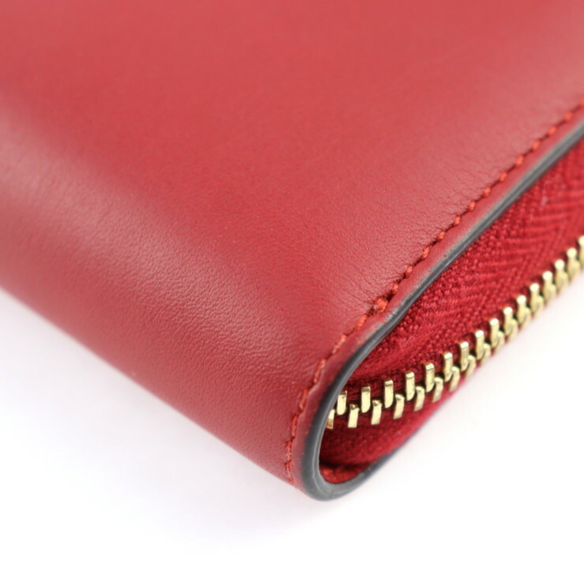 Gucci Red Color Leather Long Wallet (Bi-Fold) (Pre-Owned)
