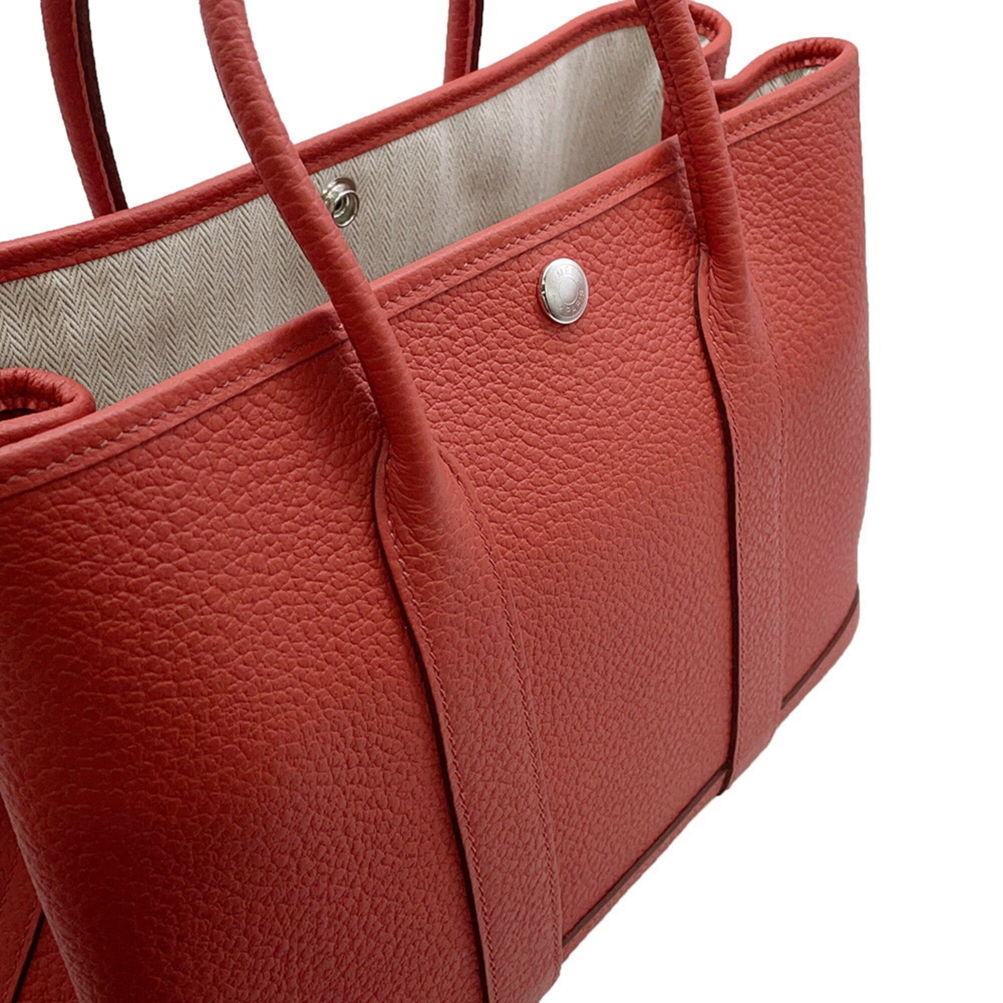 Hermes Garden Silver Country Leather Handbag Tote Bag (Pre-Owned)