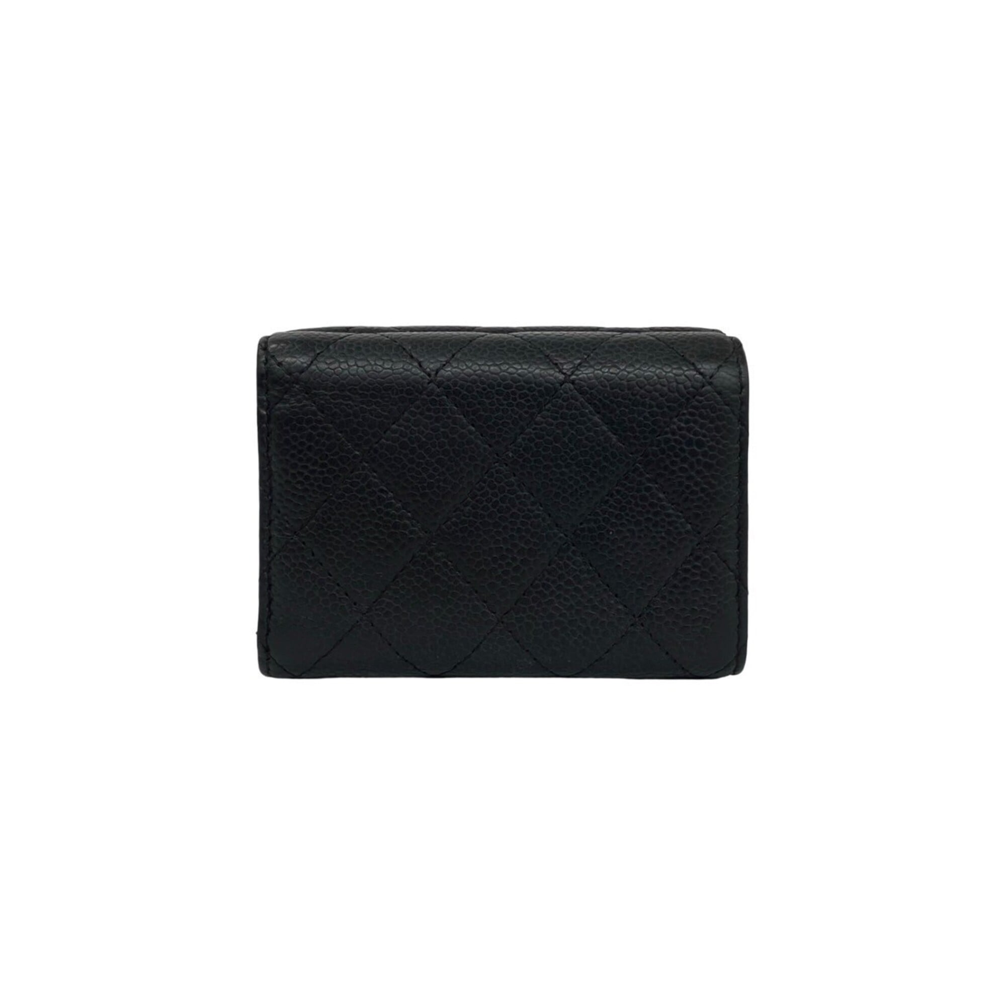 Chanel Black Grained Calfskin Wallet (Tri-Fold) (Pre-Owned)
