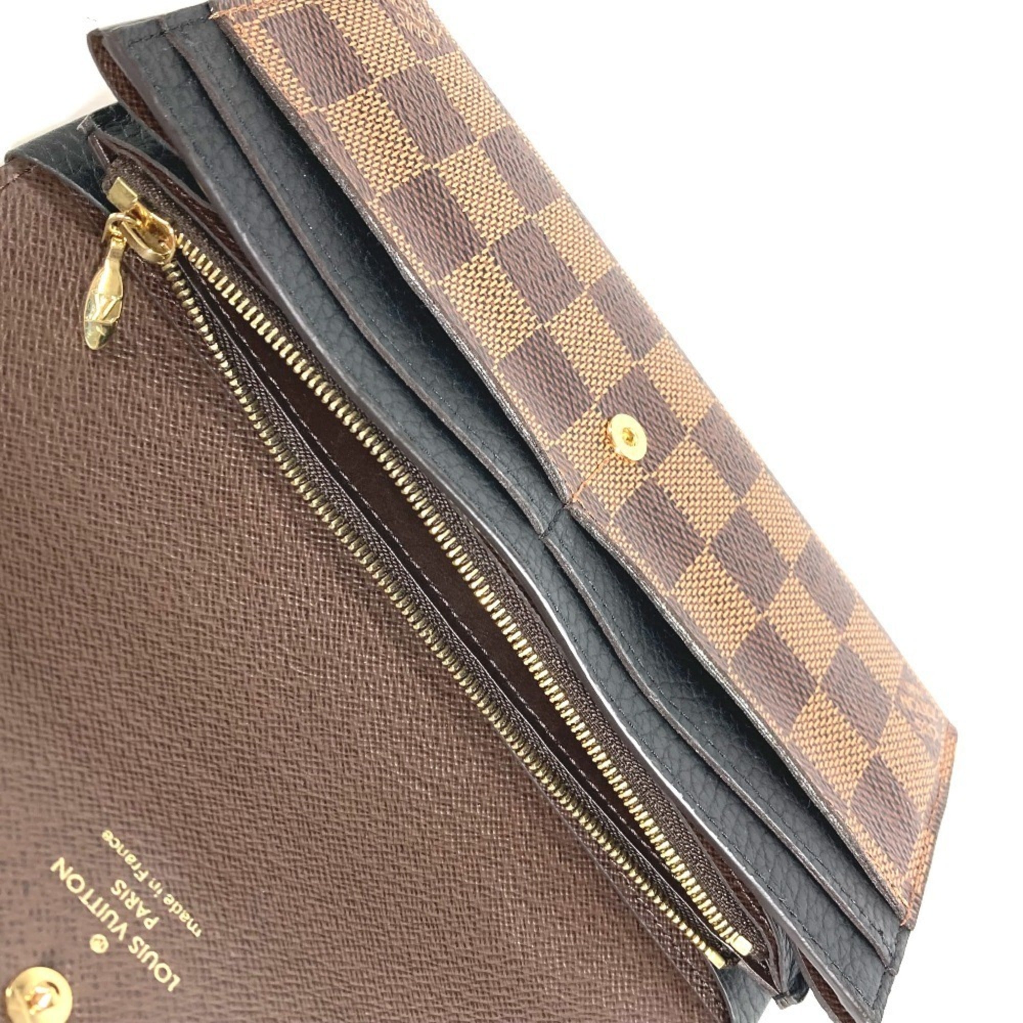 Louis Vuitton Black Brown Damier Canvas Long Wallet (Bi-Fold) (Pre-Owned)