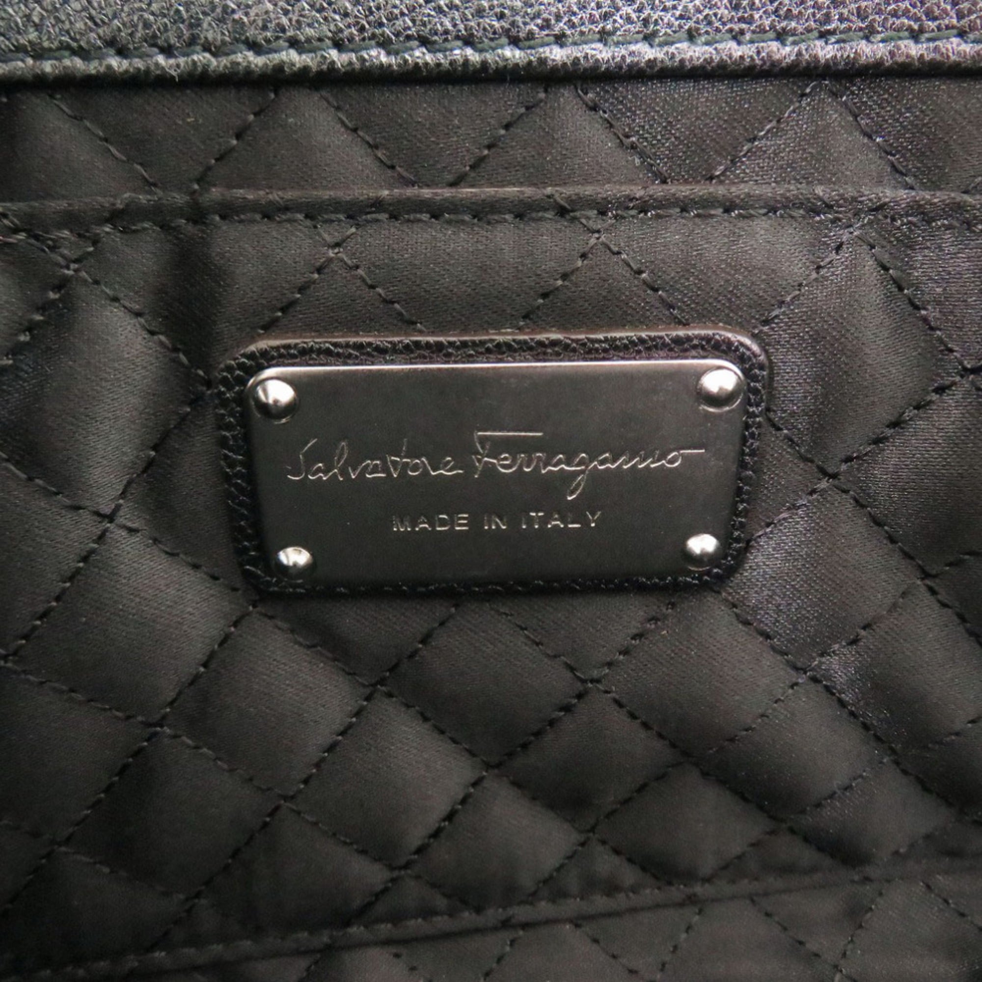 Salvatore Ferragamo Metallic Gray Leather Shoulder Bag (Pre-Owned)