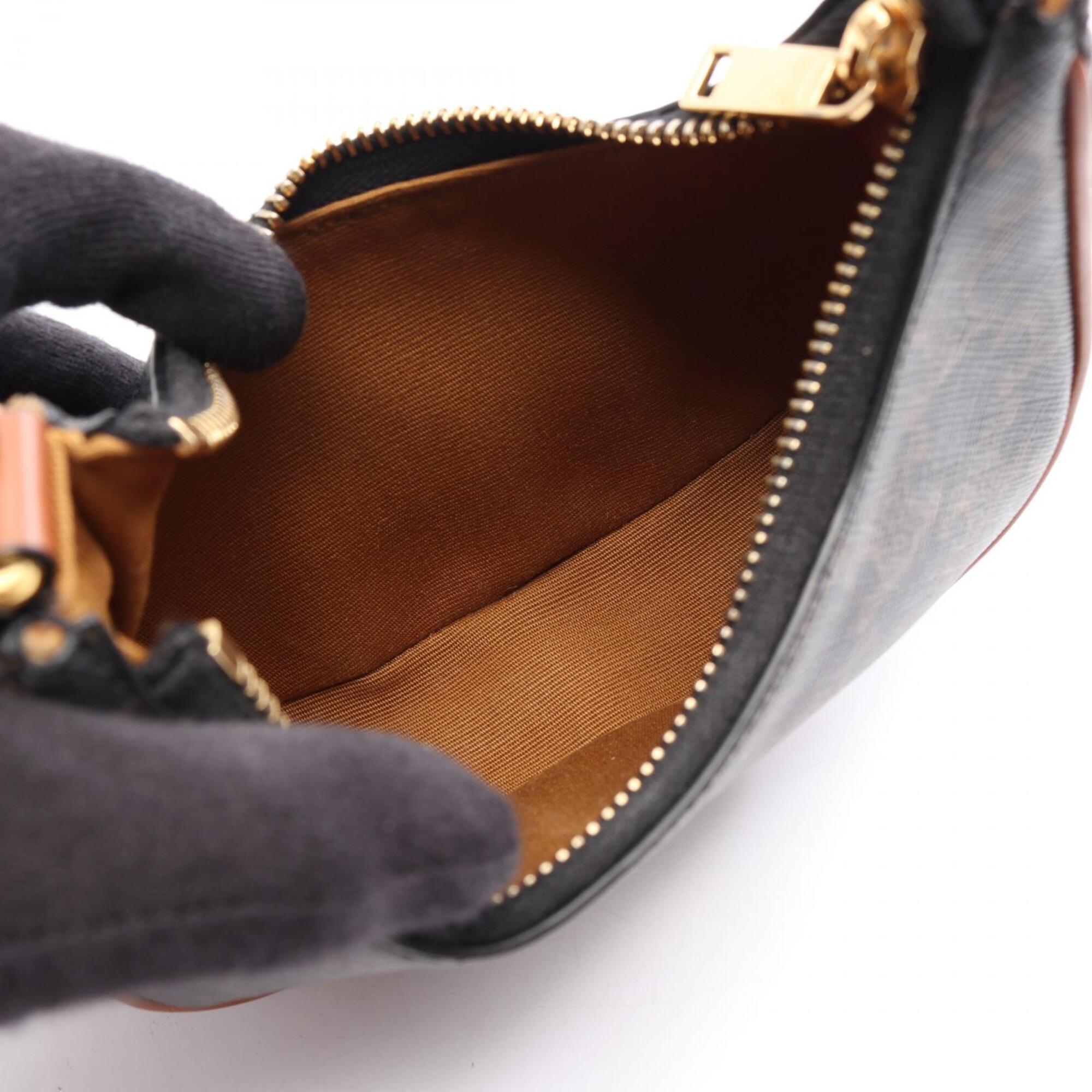 Celine Black Brown Coated Canvas Leather Handbag (Pre-Owned)
