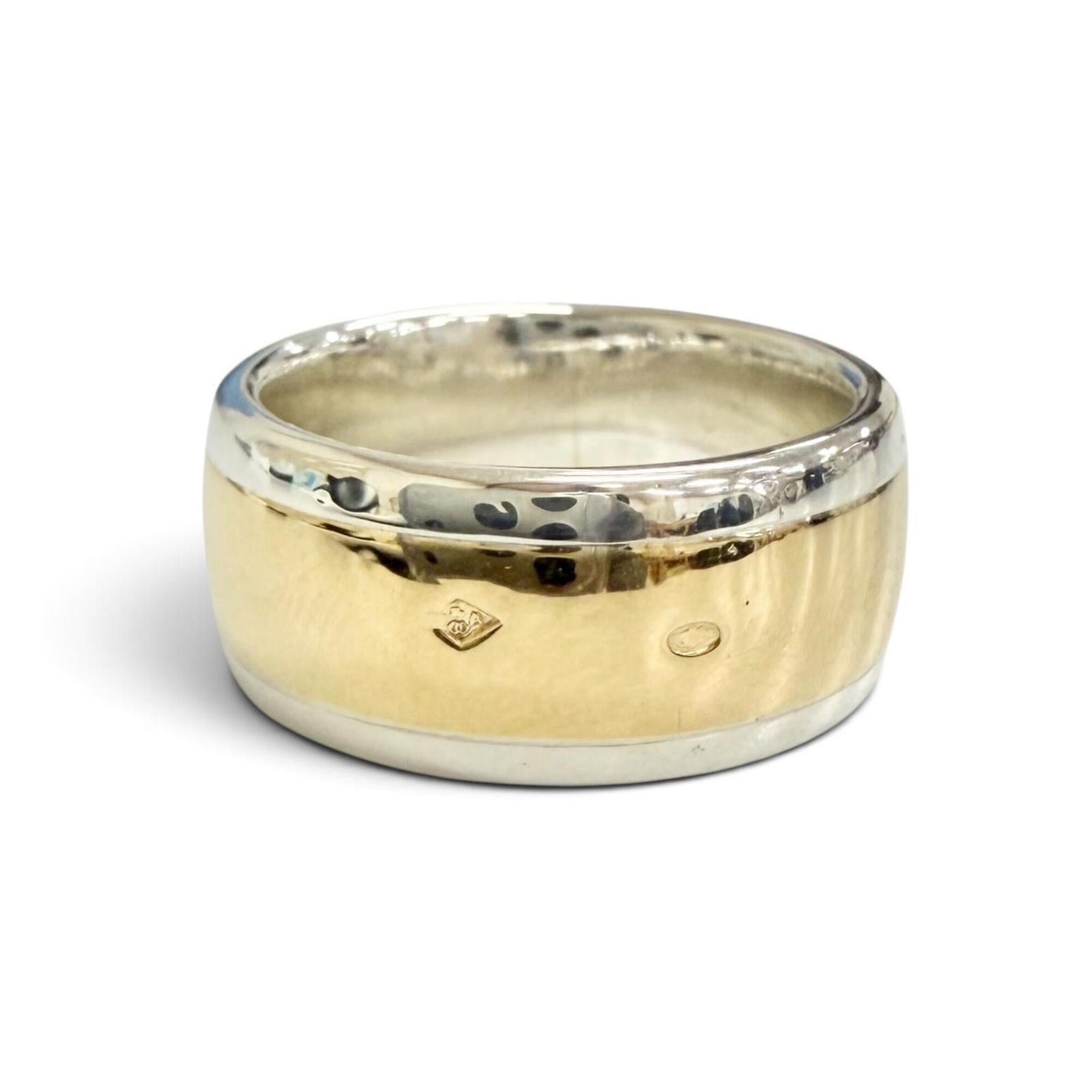 Hermes Gold Silver Gold (18K) Silver 925 Band Ring (Pre-Owned)