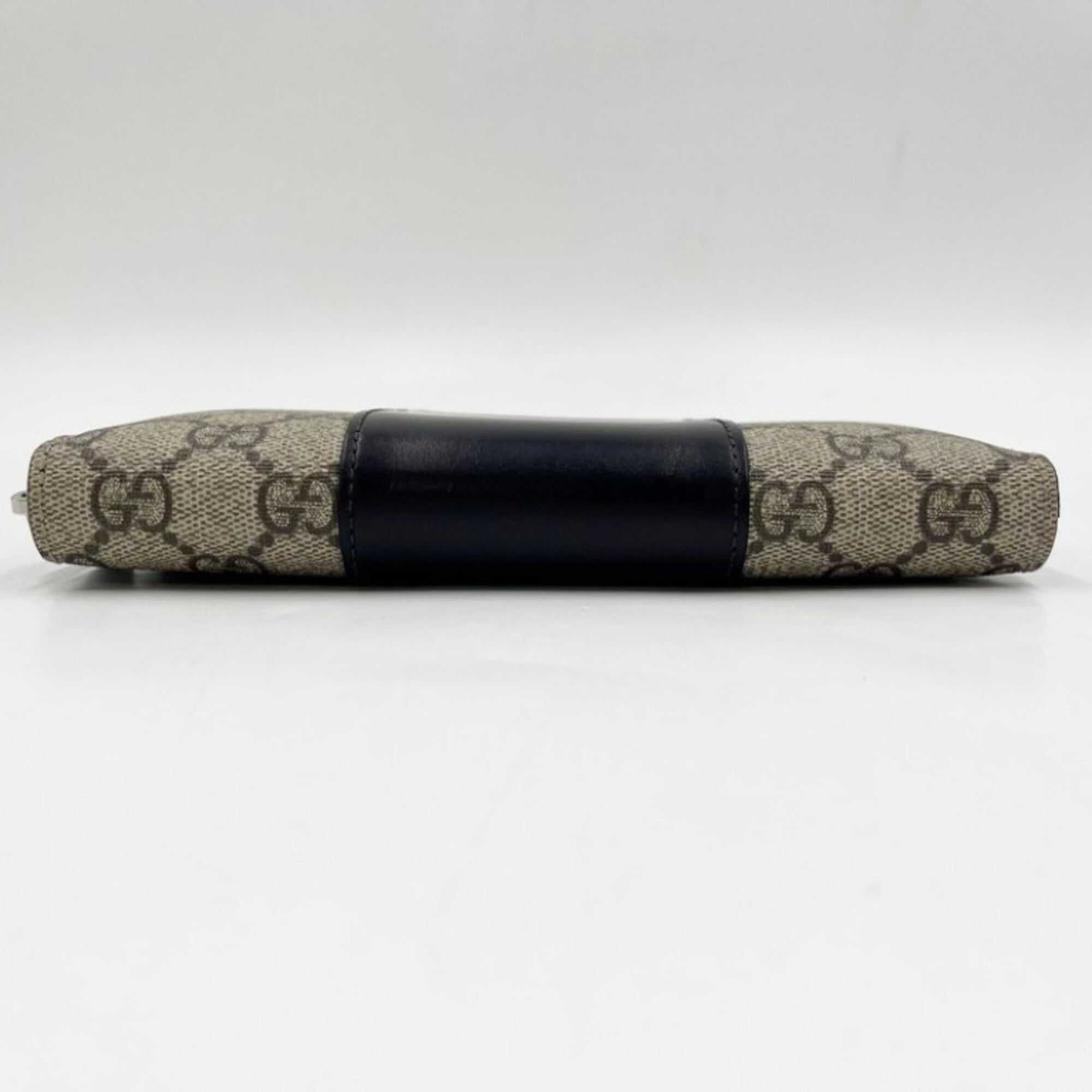 Gucci Beige Black Gg Supreme Leather Long Wallet (Bi-Fold) (Pre-Owned)