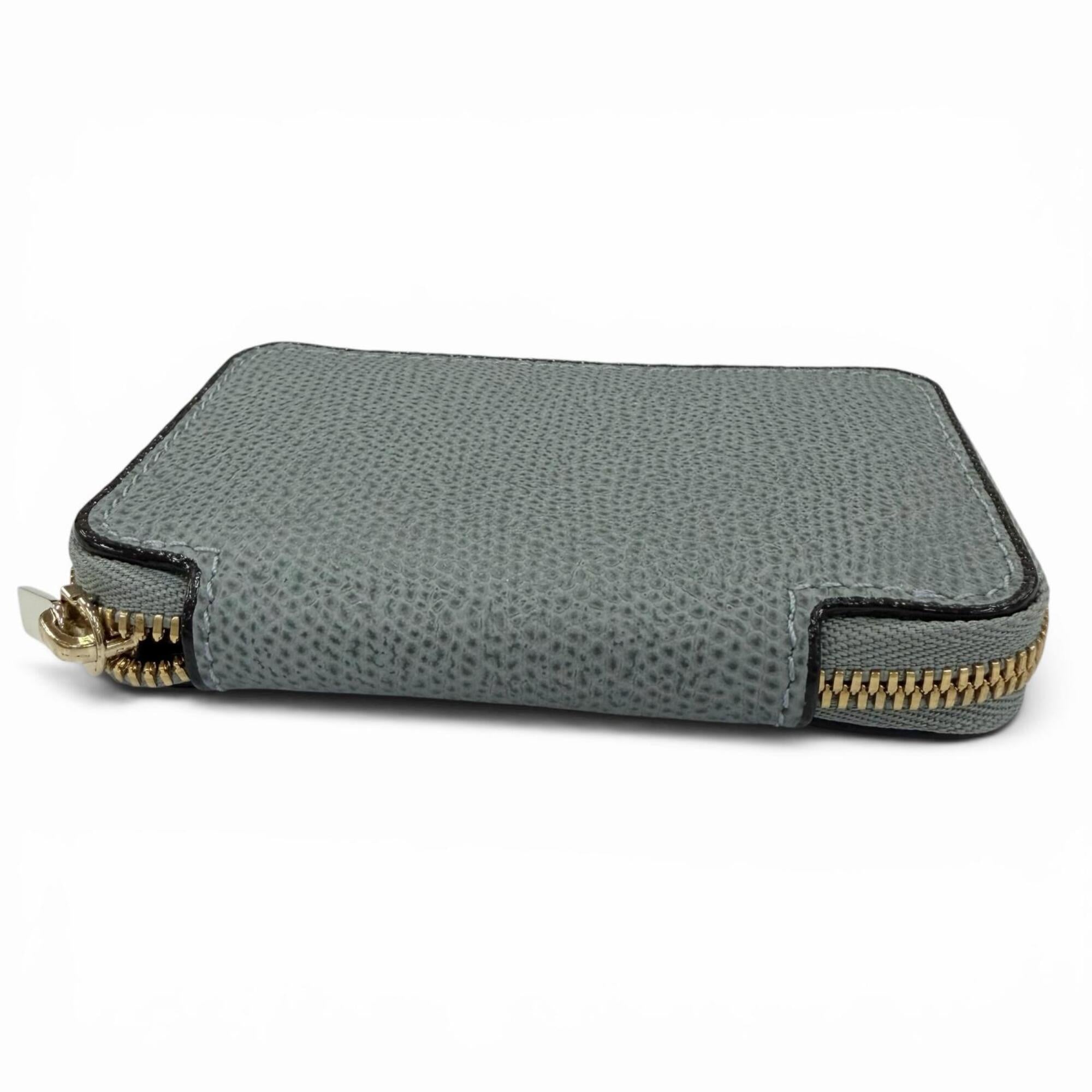 Valextra Blue Gray Leather Coin Purse/Coin Case (Pre-Owned)