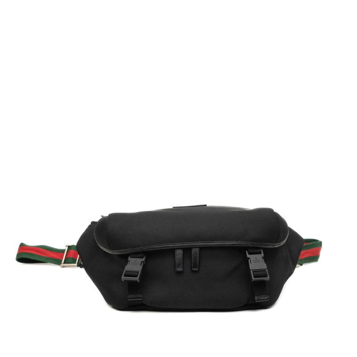 Gucci Sherry Line Black Canvas Shoulder Bag Sling Bag (Pre-Owned)