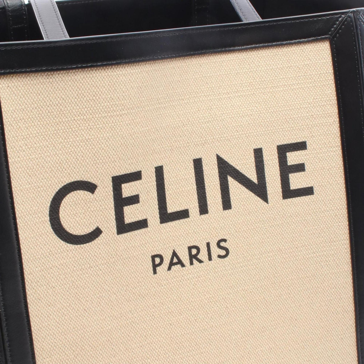 Celine Beige Black Canvas Leather Handbag Tote Bag (Pre-Owned)