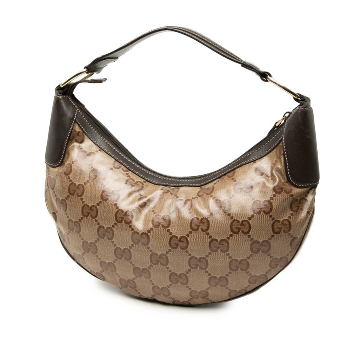 Gucci Gg Crystal Beige Brown Pvc Leather Handbag Shoulder Bag (Pre-Owned)