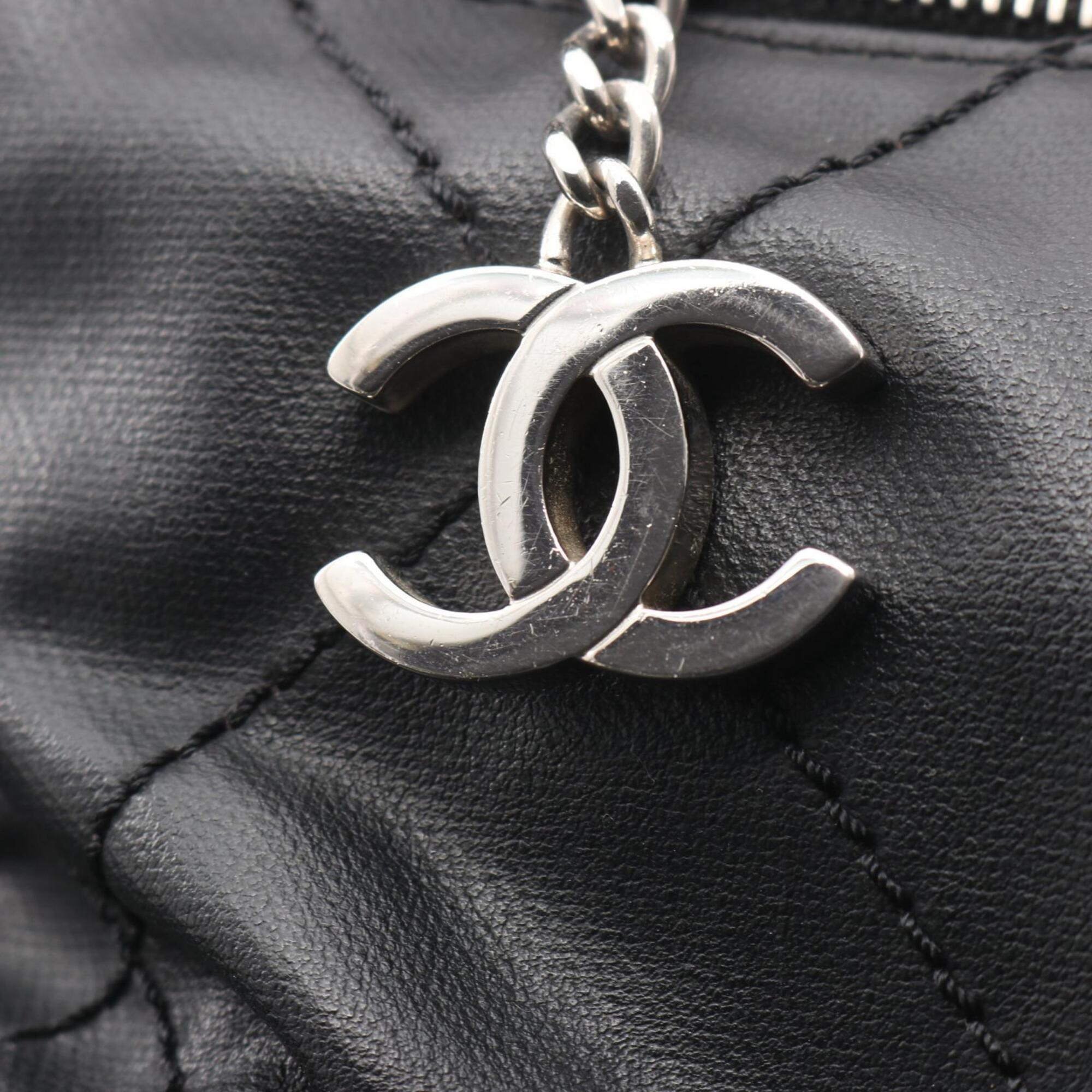 Chanel Black Coated Canvas Leather Handbag Tote Bag (Pre-Owned)