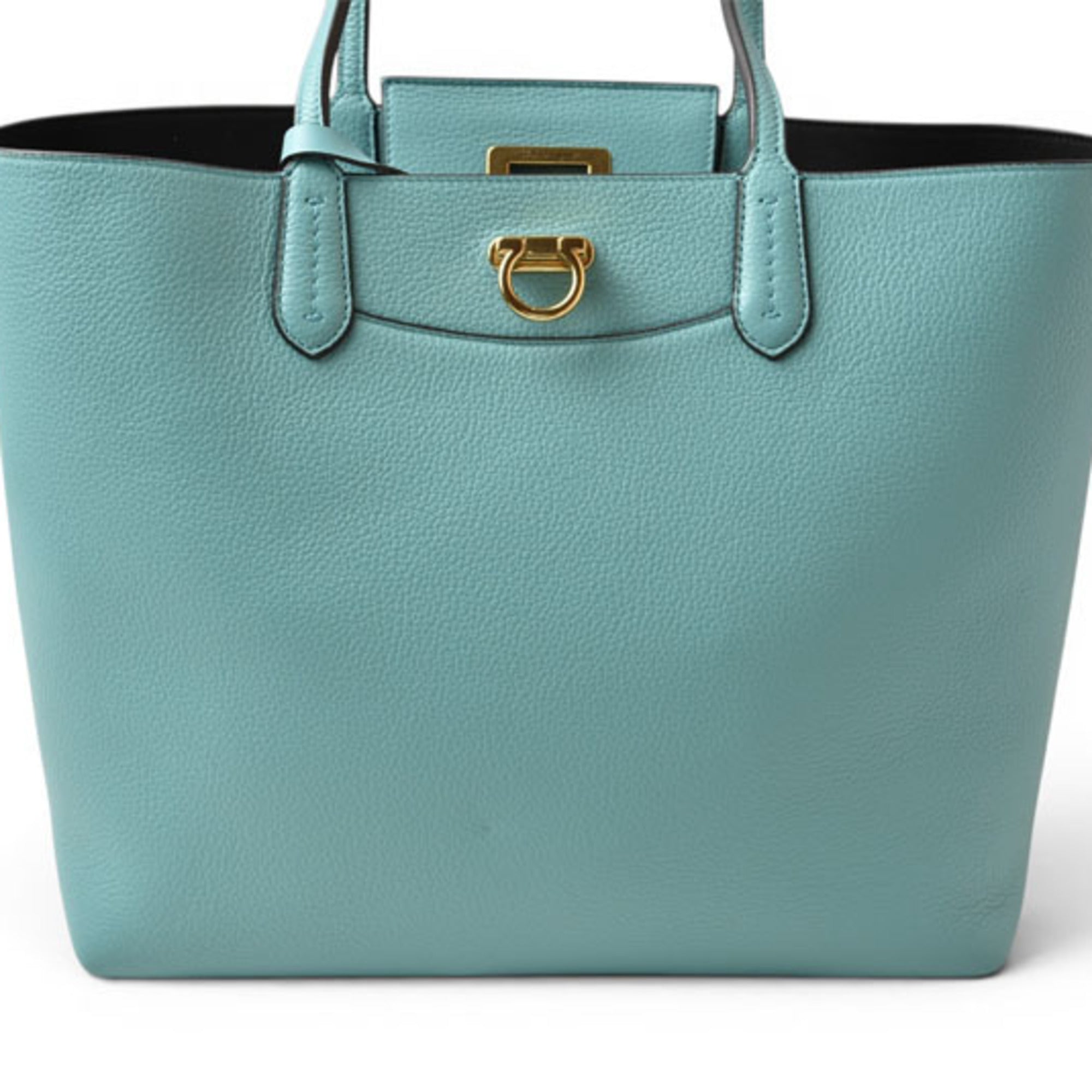Salvatore Ferragamo Light Blue Leather Pouch Tote Bag (Pre-Owned)