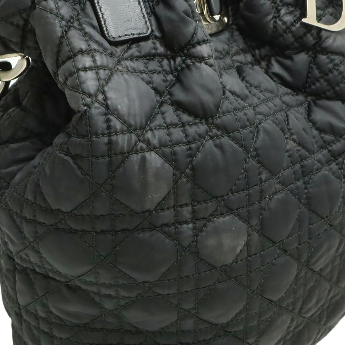 Christian Dior Black Nylon Leather Shoulder Bag Tote Bag (Pre-Owned)