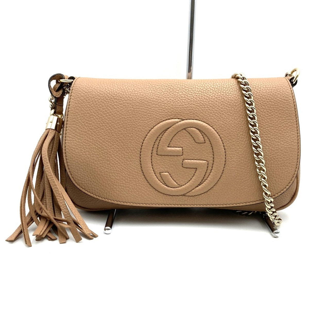 Gucci Soho Beige Leather Shoulder Bag (Pre-Owned)