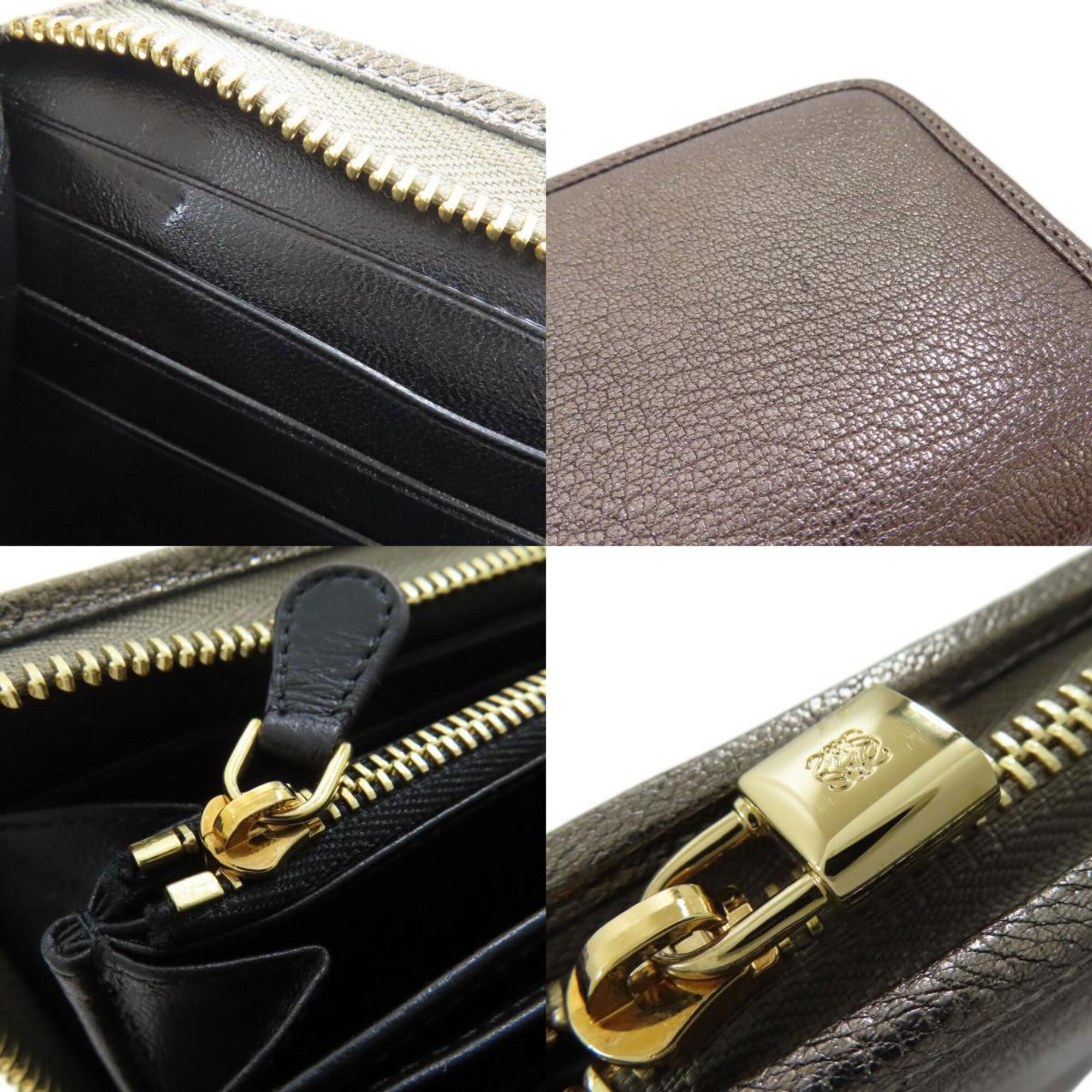 Loewe Gray Leather Long Wallet (Bi-Fold) (Pre-Owned)