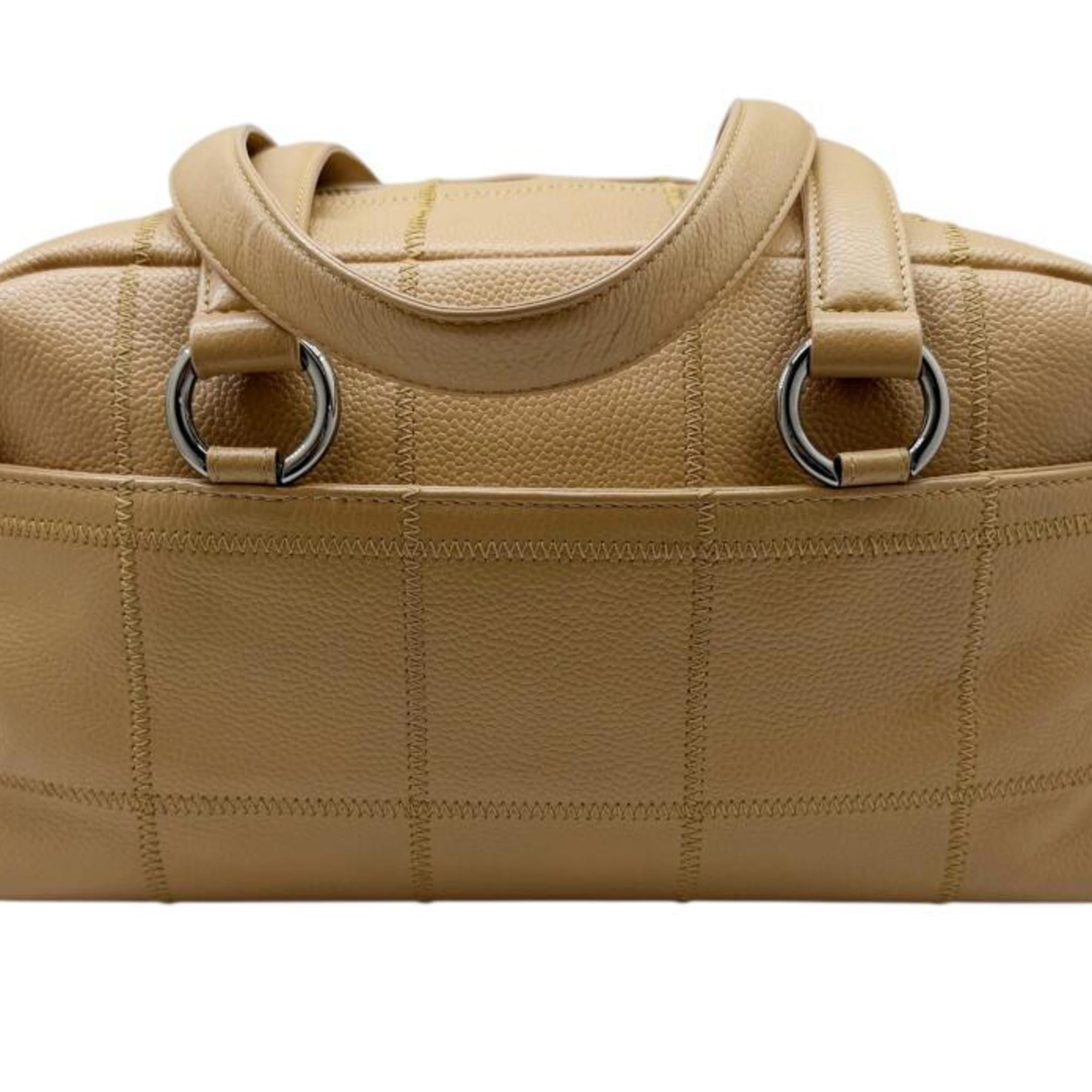 Chanel Beige Grained Calfskin Handbag Tote Bag (Pre-Owned)