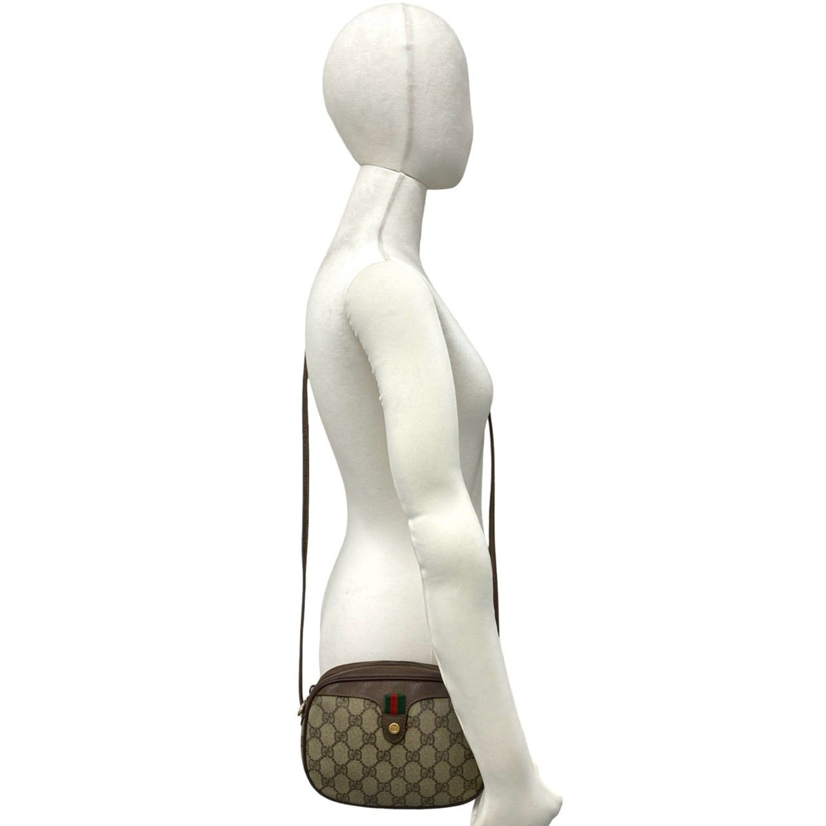 Gucci Brown Green Red Color Leather Pvc Pochette Shoulder Bag (Pre-Owned)