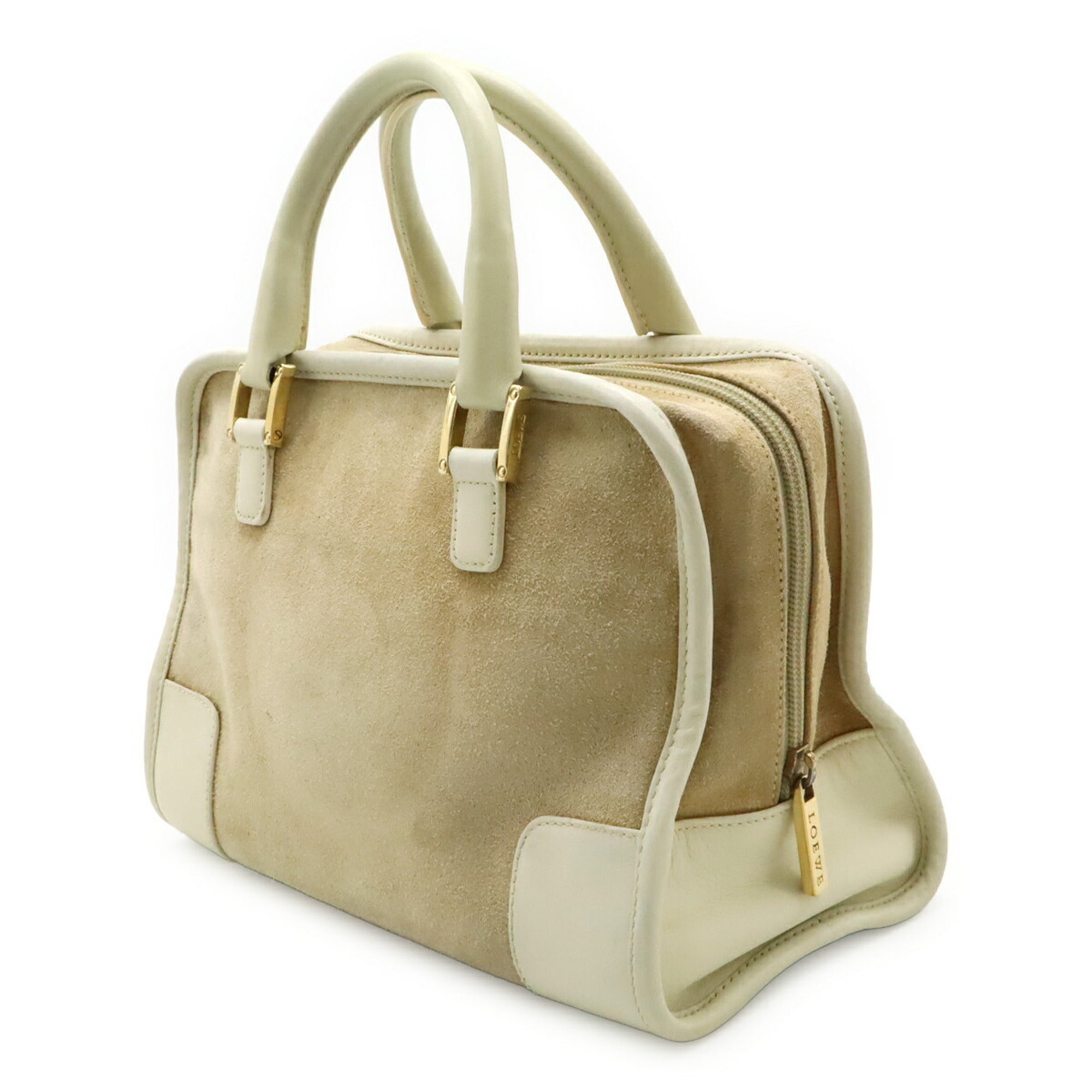 Loewe Amazona Beige Ivory Suede Leather Handbag (Pre-Owned)