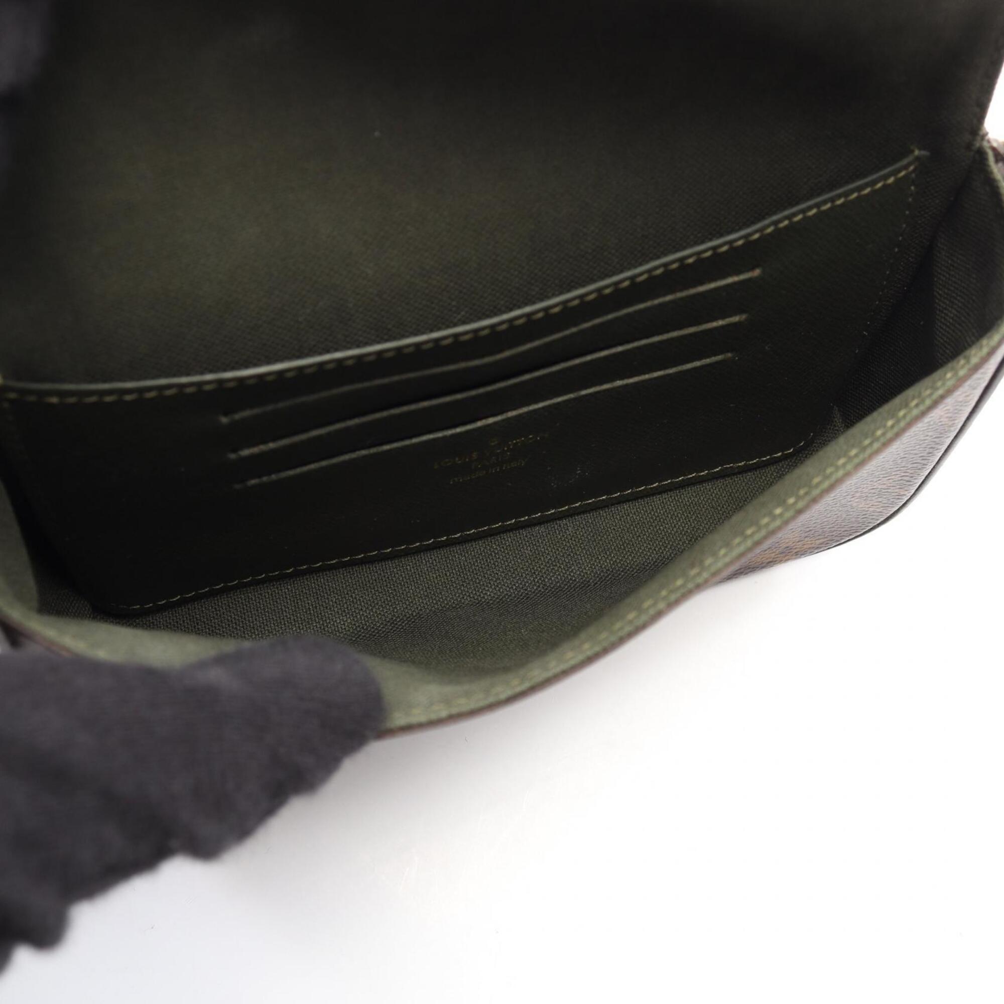 Louis Vuitton Brown Green Monogram Coated Canvas Pochette Shoulder Bag (Pre-Owned)