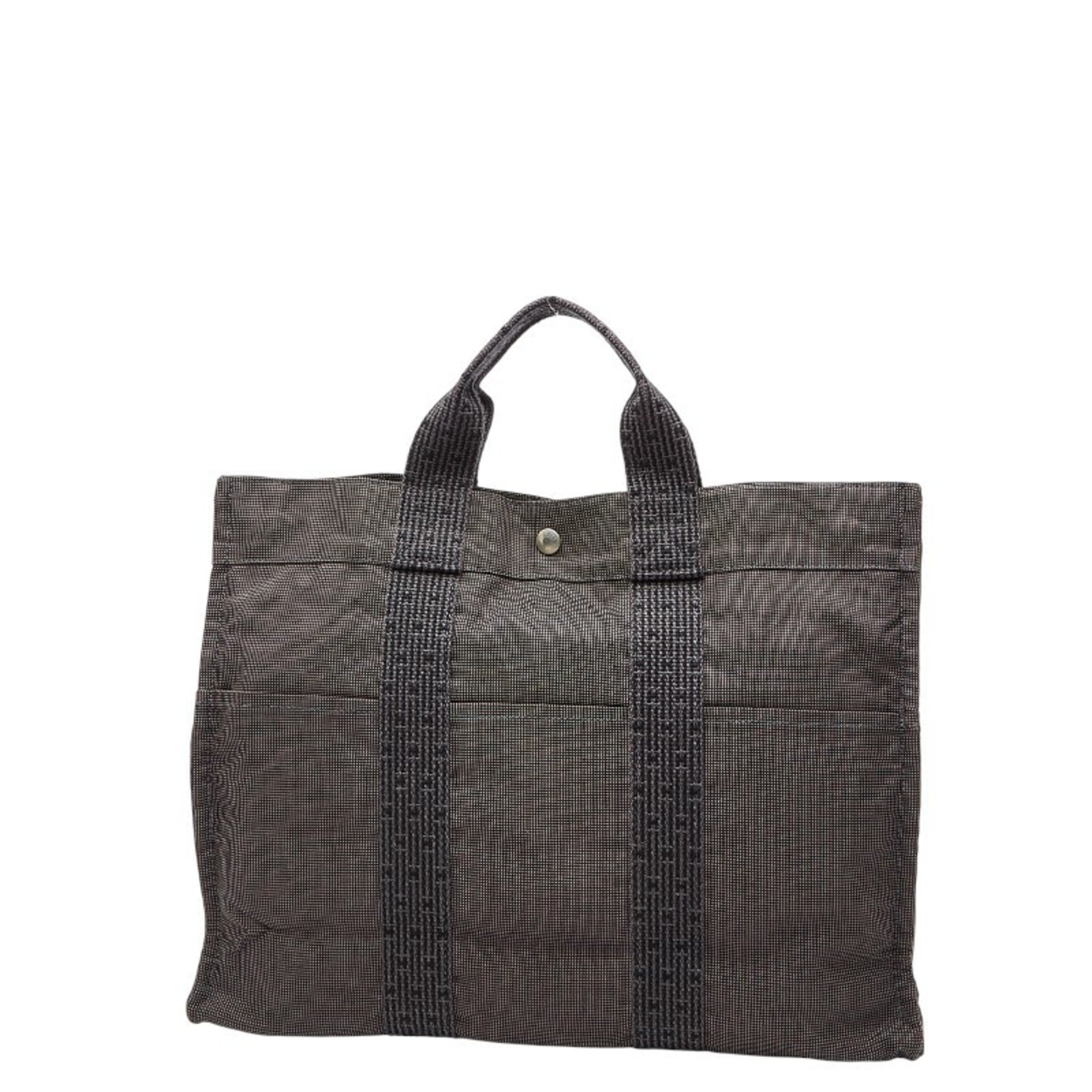 Hermes Gray Canvas Handbag Tote Bag (Pre-Owned)