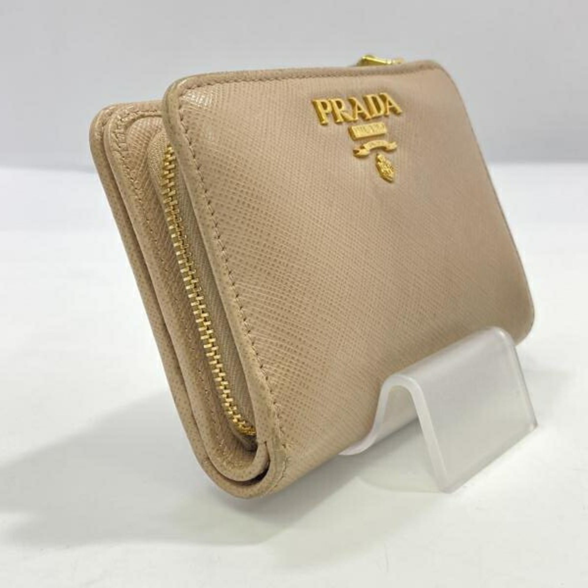Prada Saffiano Beige Wallet (Bi-Fold) (Pre-Owned)