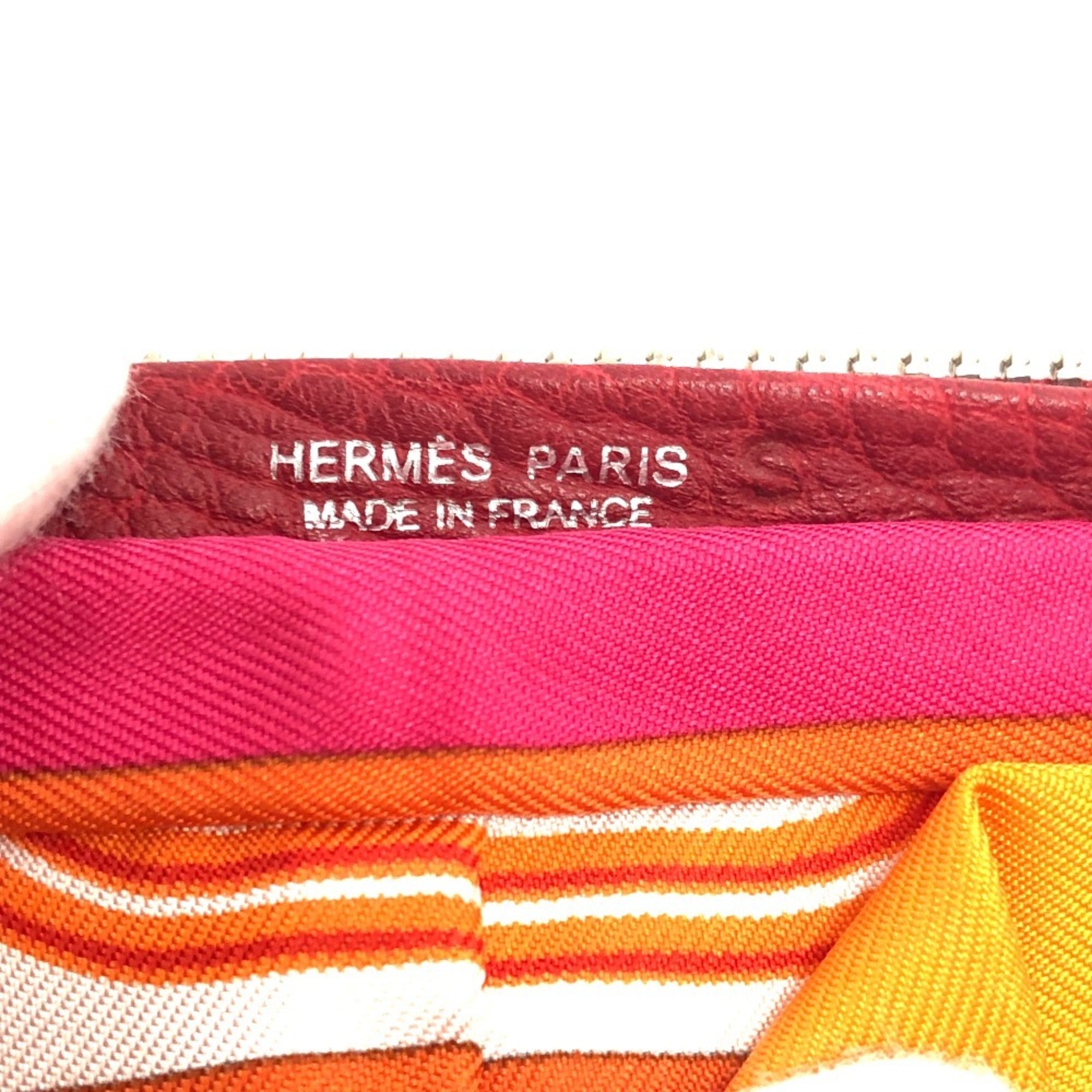 Hermes Red Color Rouge H Buffle Skipper Leather Silk Eco-Bag Shopping Bag Tote Bag (Pre-Owned)