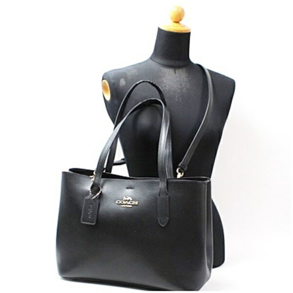 Coach Black Dark Brown Leather Tote Bag (Pre-Owned)