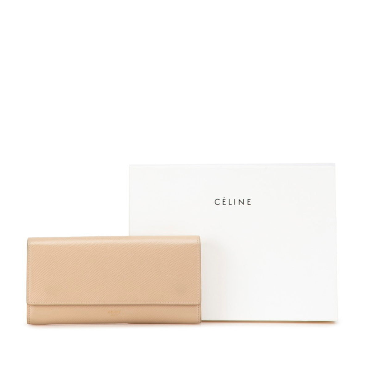 Celine Beige Leather Long Wallet (Bi-Fold) (Pre-Owned)