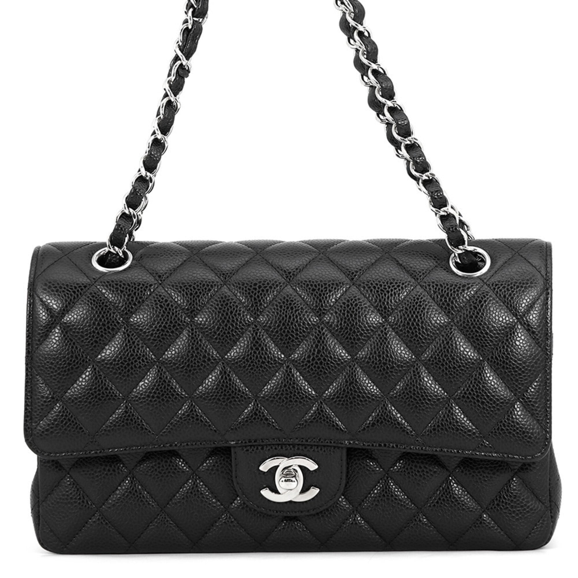 Chanel Black Grained Calfskin Handbag Shoulder Bag (Pre-Owned)