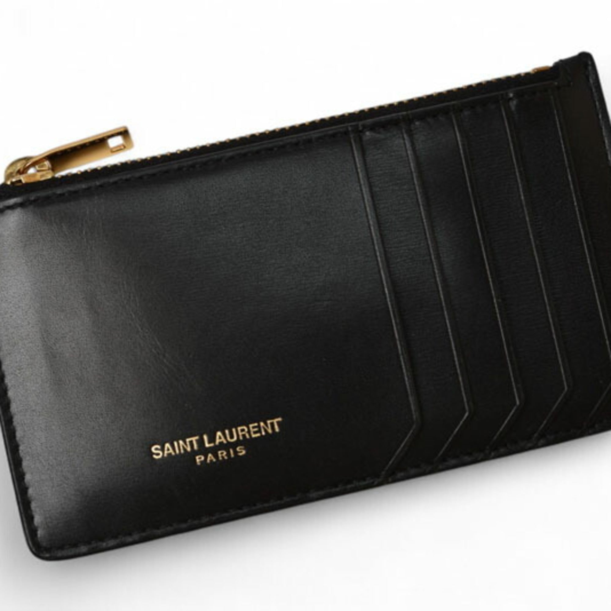 Yves Saint Laurent Black Leather Card Wallet (Pre-Owned)