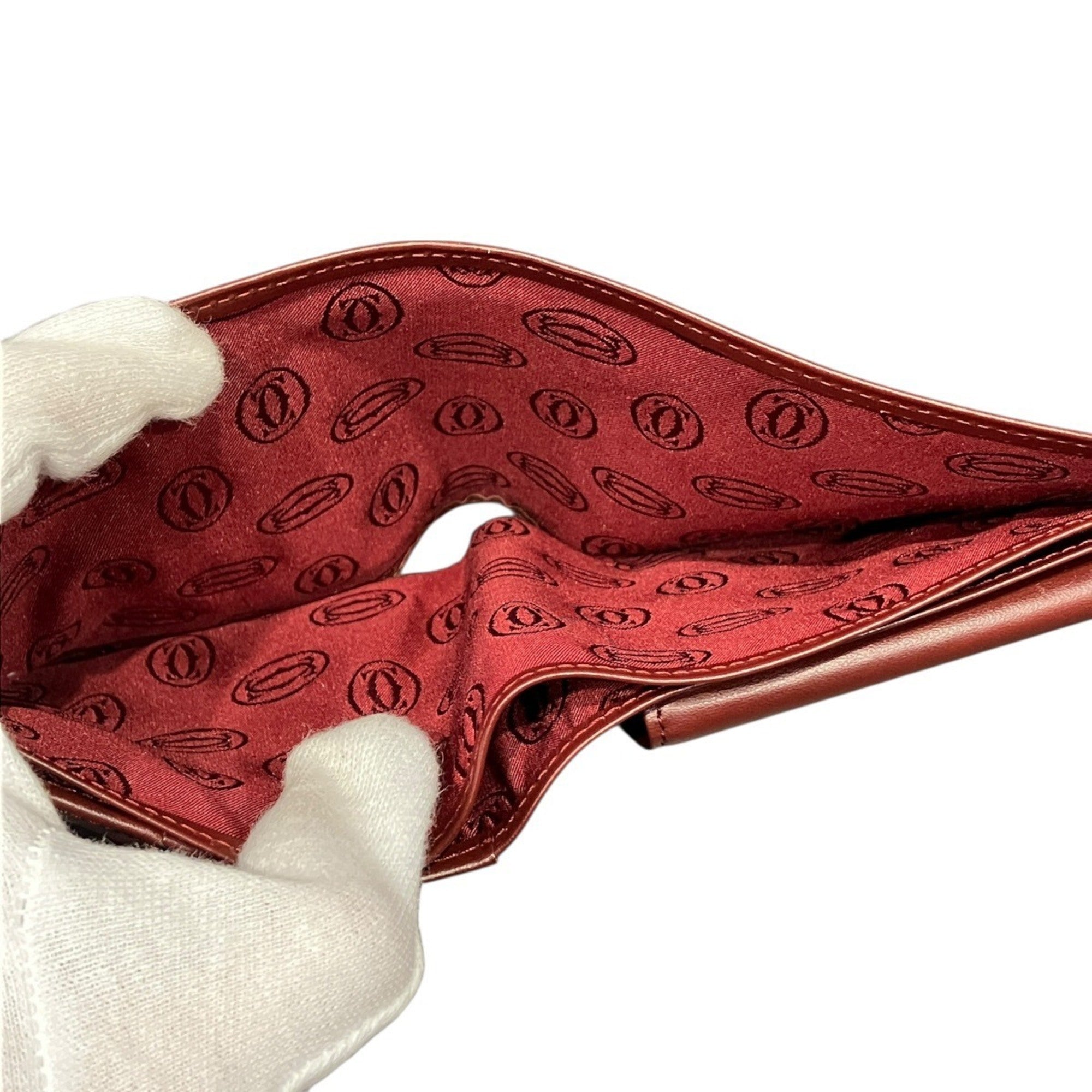 Cartier Must Red Color Leather Wallet (Bi-Fold) (Pre-Owned)