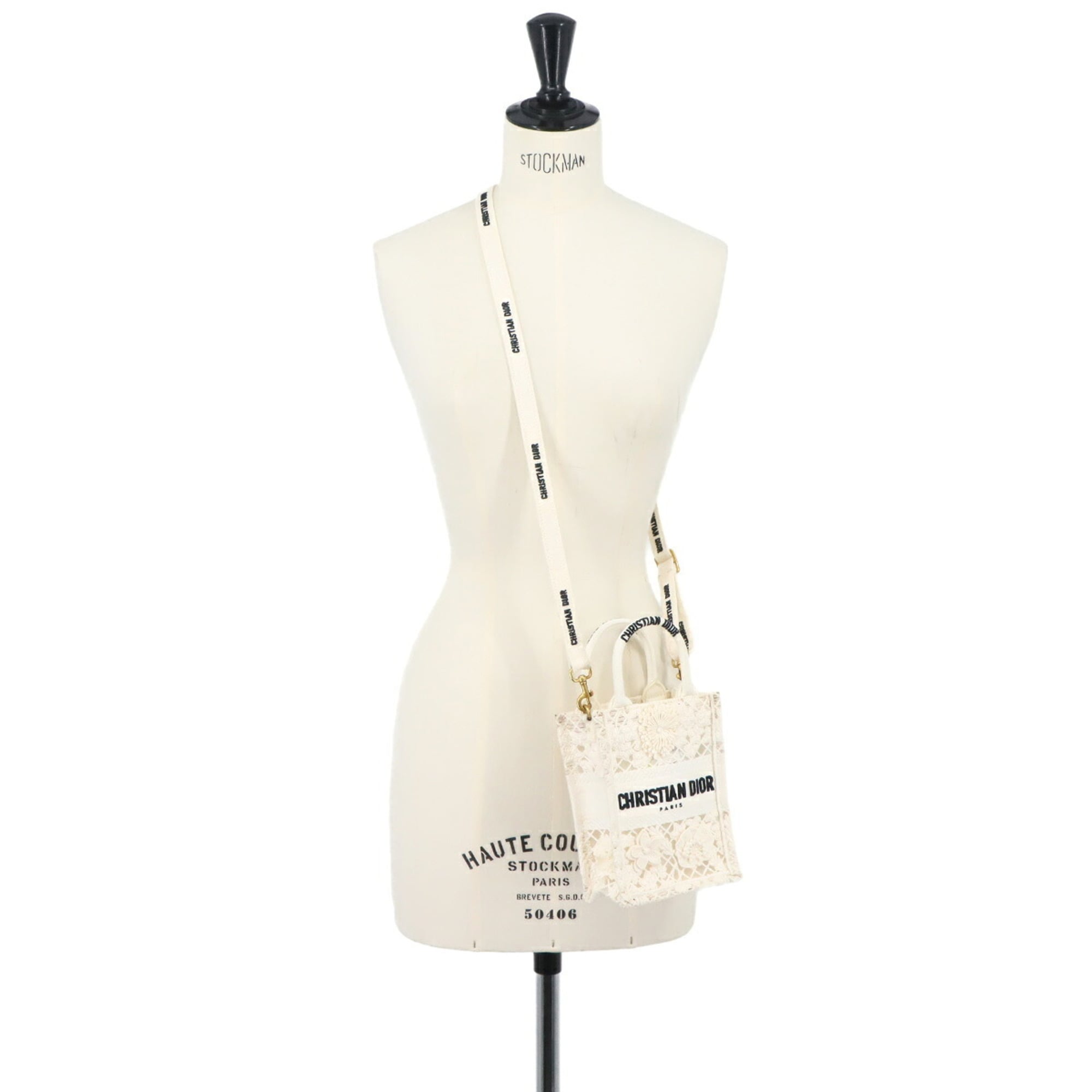 Christian Dior White Canvas Handbag Tote Bag (Pre-Owned)