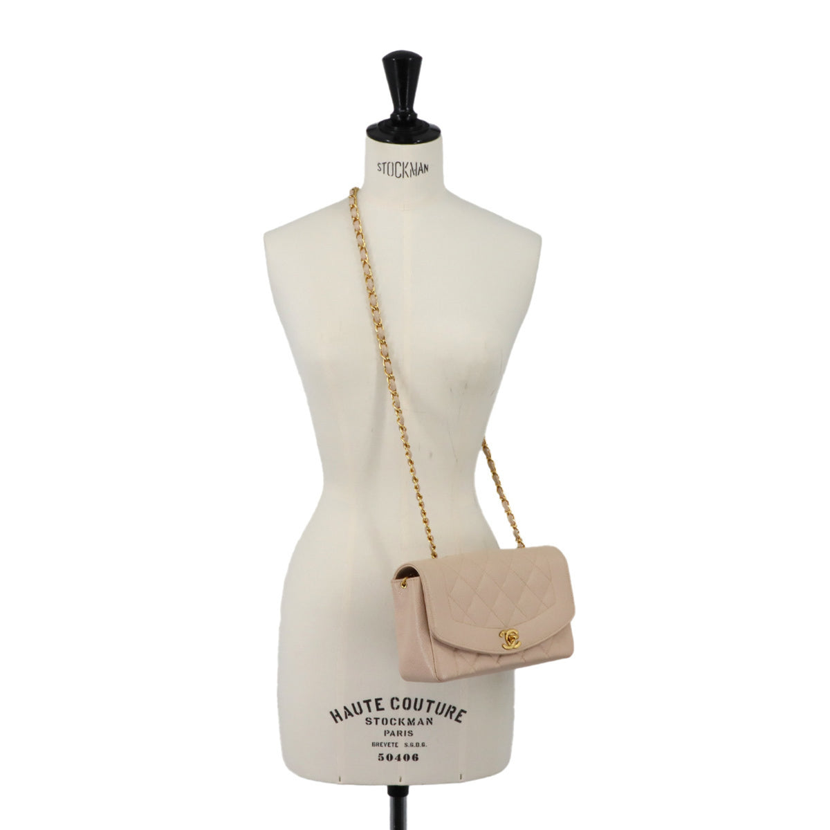 Chanel Pink Beige Grained Calfskin Shoulder Bag (Pre-Owned)