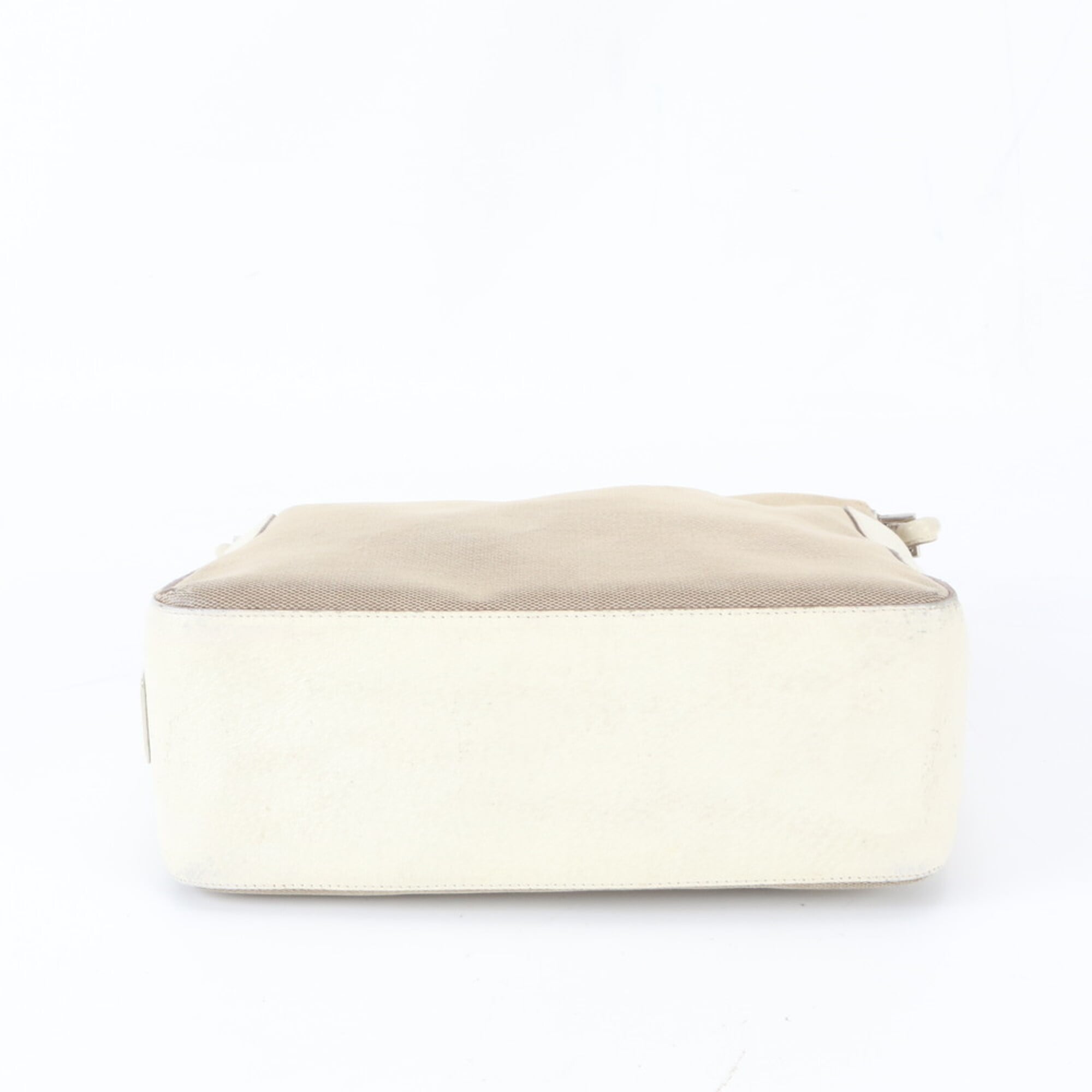 Gucci Beige Off-White Leather Canvas Shoulder Bag Tote Bag (Pre-Owned)