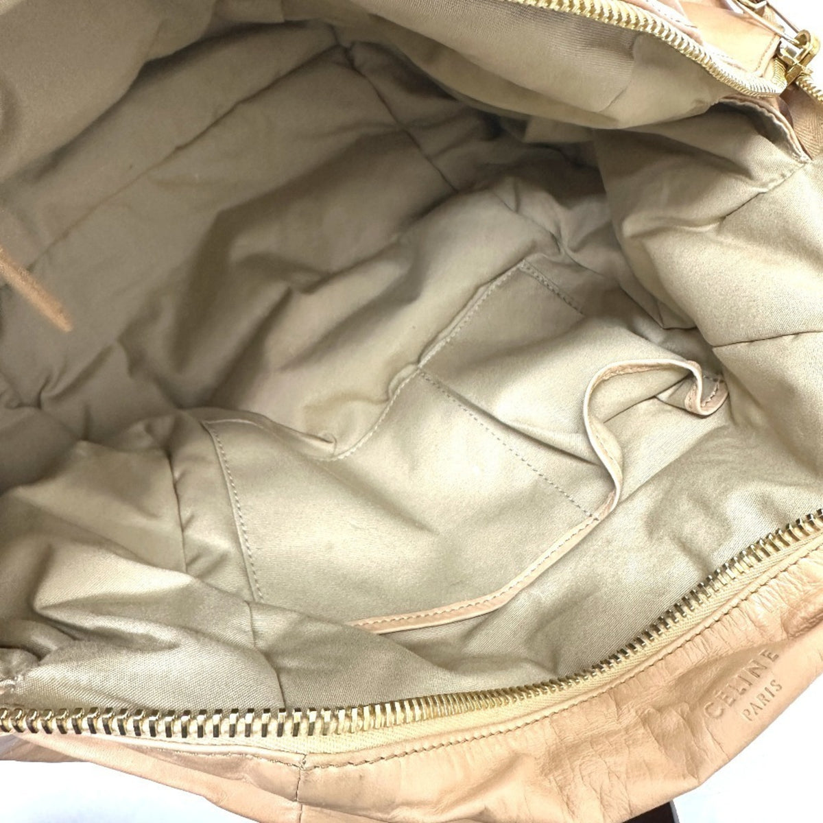 Celine Beige Leather Handbag Tote Bag (Pre-Owned)