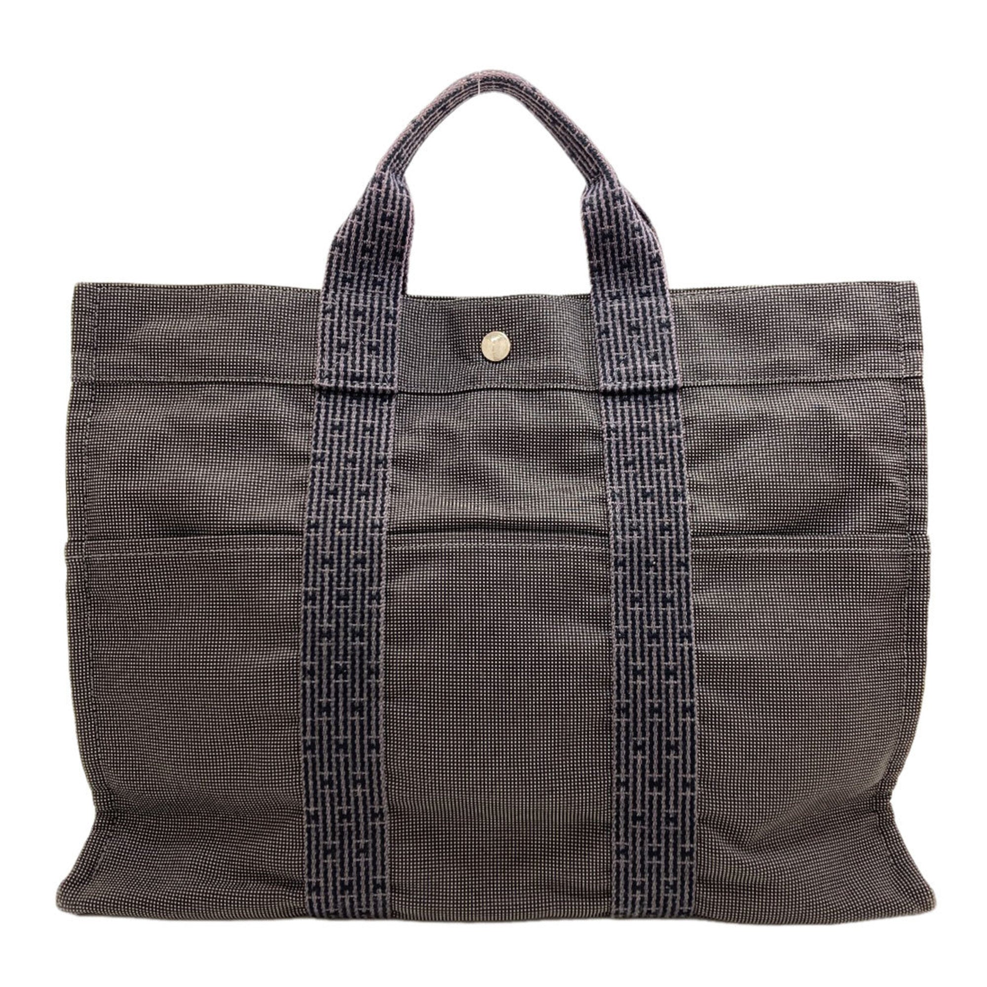 Hermes Her Line Gray Canvas Handbag (Pre-Owned)