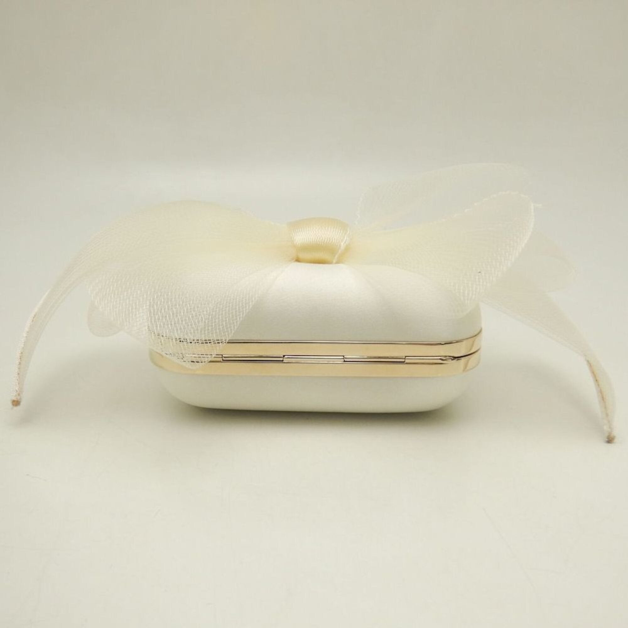 Jimmy Choo Off-White Satin Clutch Bag (Pre-Owned)